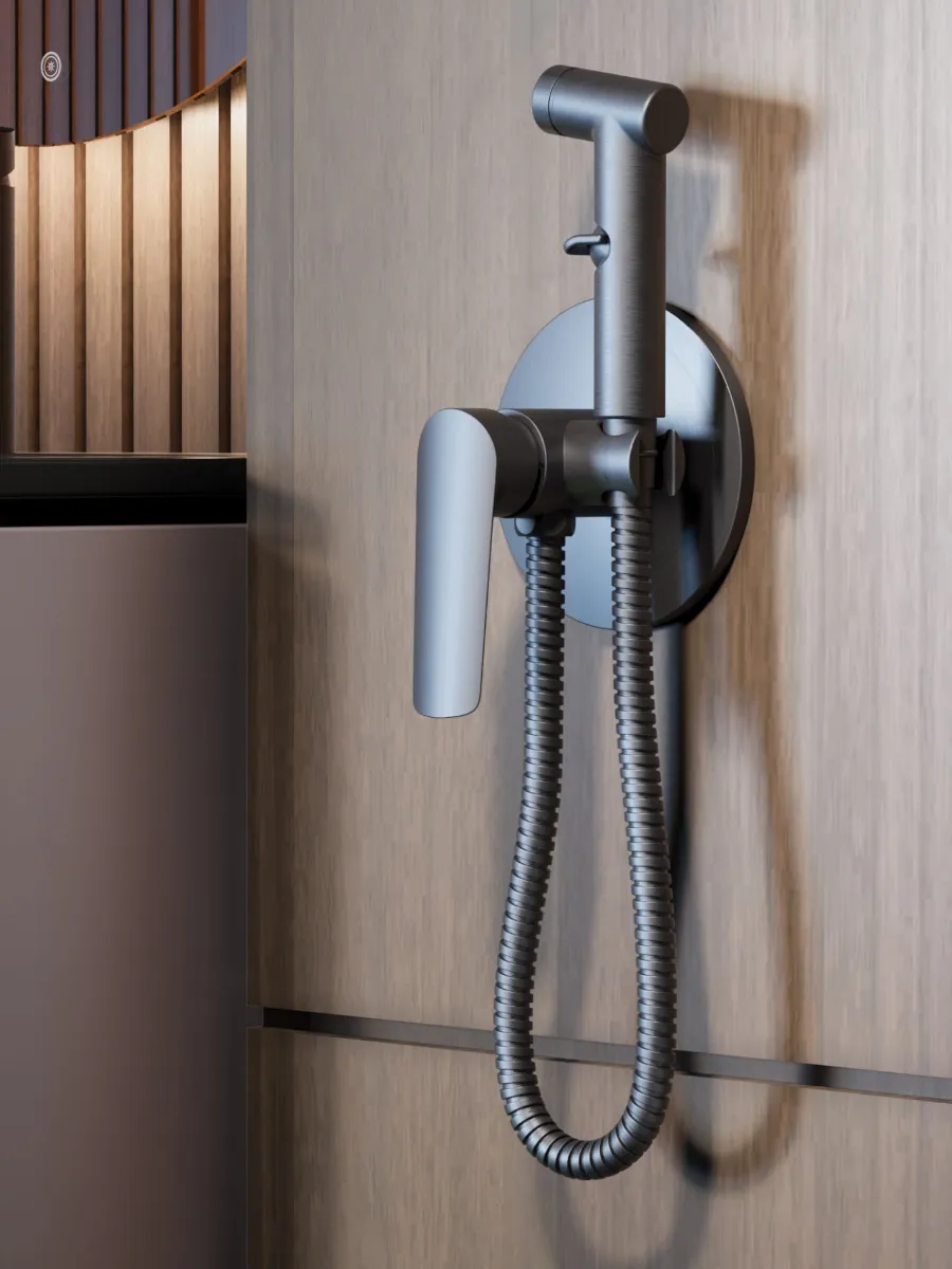 Изображение товара Смеситель скрытого монтажа с гигиеническим душем ESKO SMHLGGM графит однорычажный