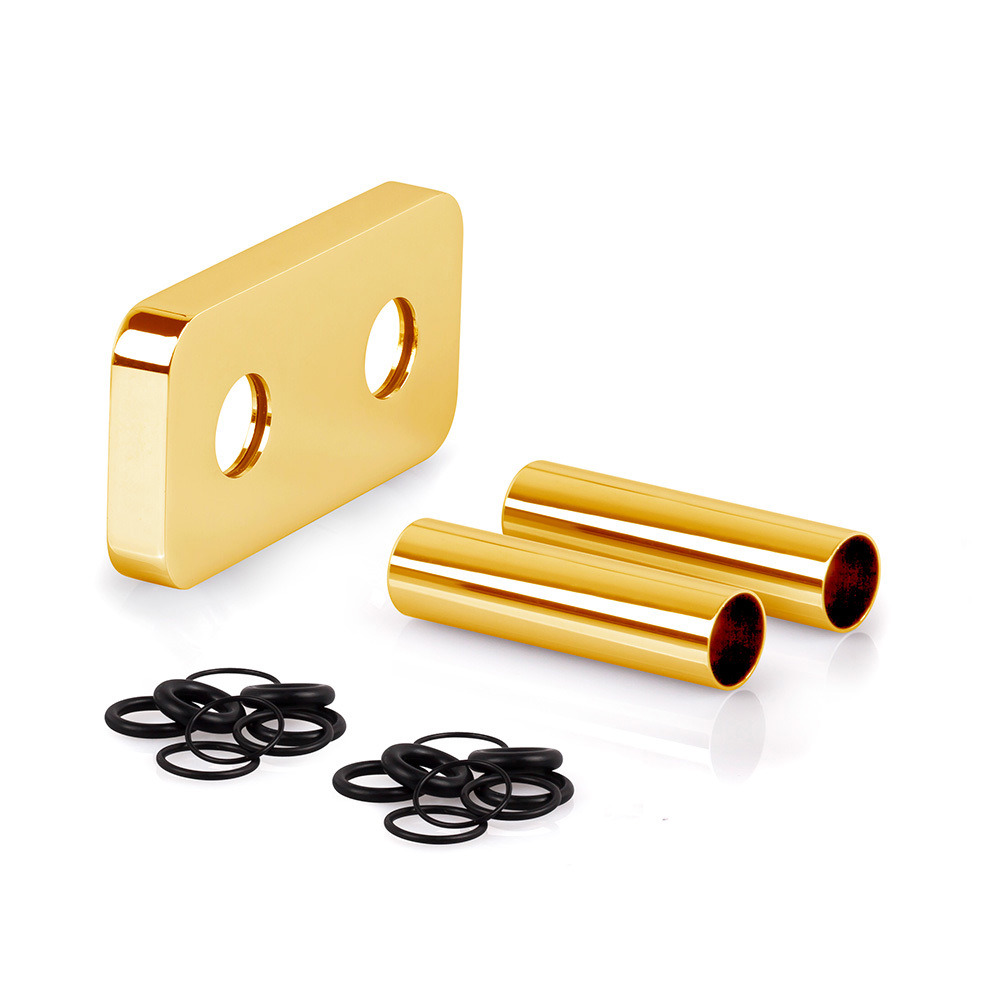 Изображение товара Комплект декоративных трубок для радиатора с отражателями SR Rubinetterie 0494-1000D070 70 мм латунь цвет золото 2 шт