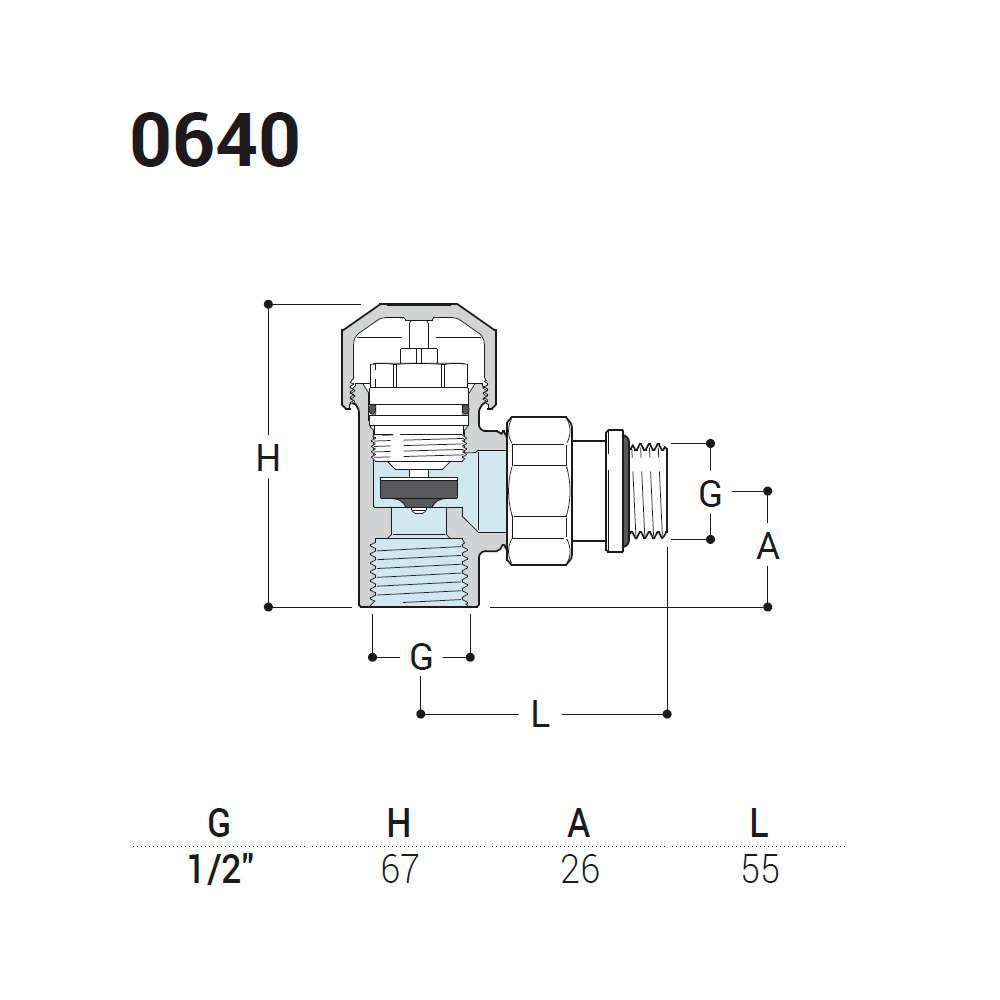 Изображение товара Термостатический угловой клапан для радиатора SR Rubinetterie Tondera 1/2" латунь белый