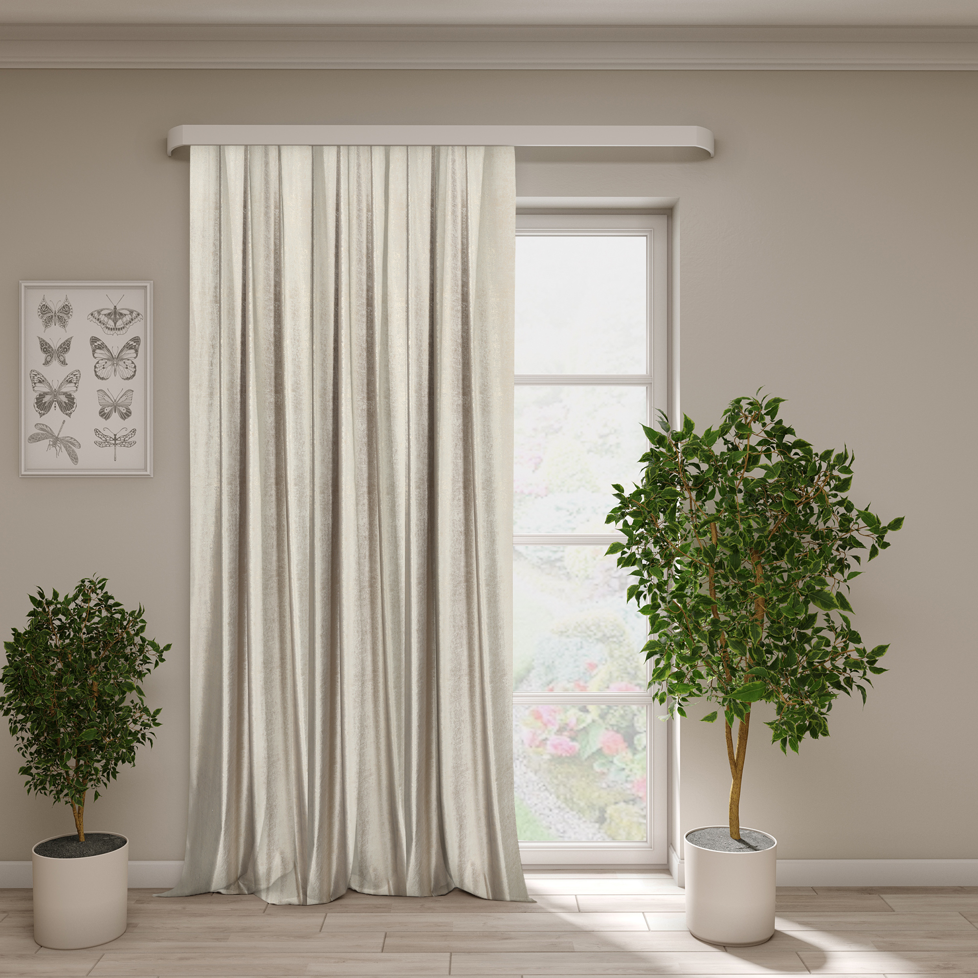 Изображение товара Штора на ленте Сияние 200x280 см светло-бежевый велюр для гостиной