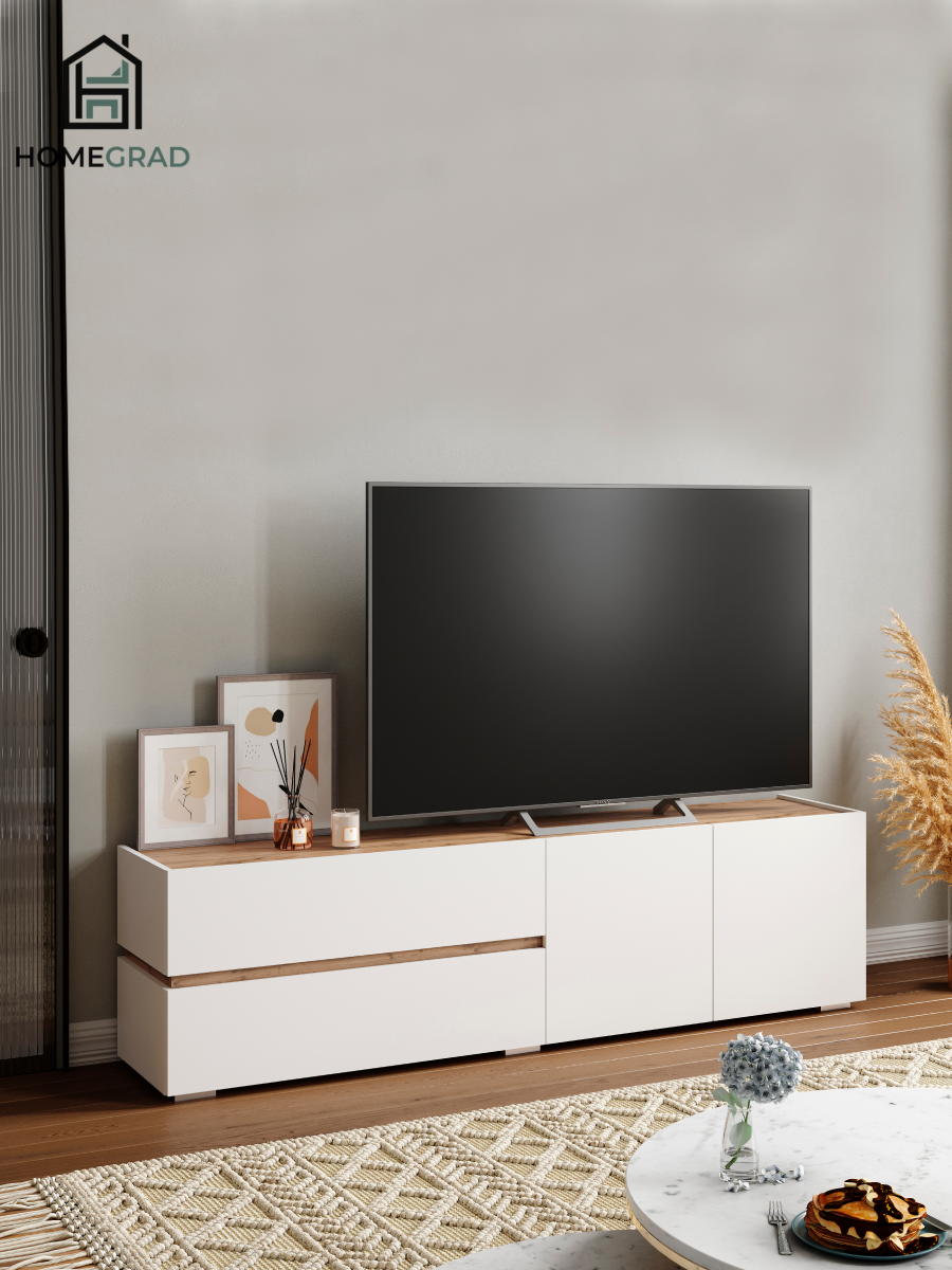 Изображение товара Тумба под телевизор Homegrad Arkon 180х49х37 см ЛДСП дуб вотан современная