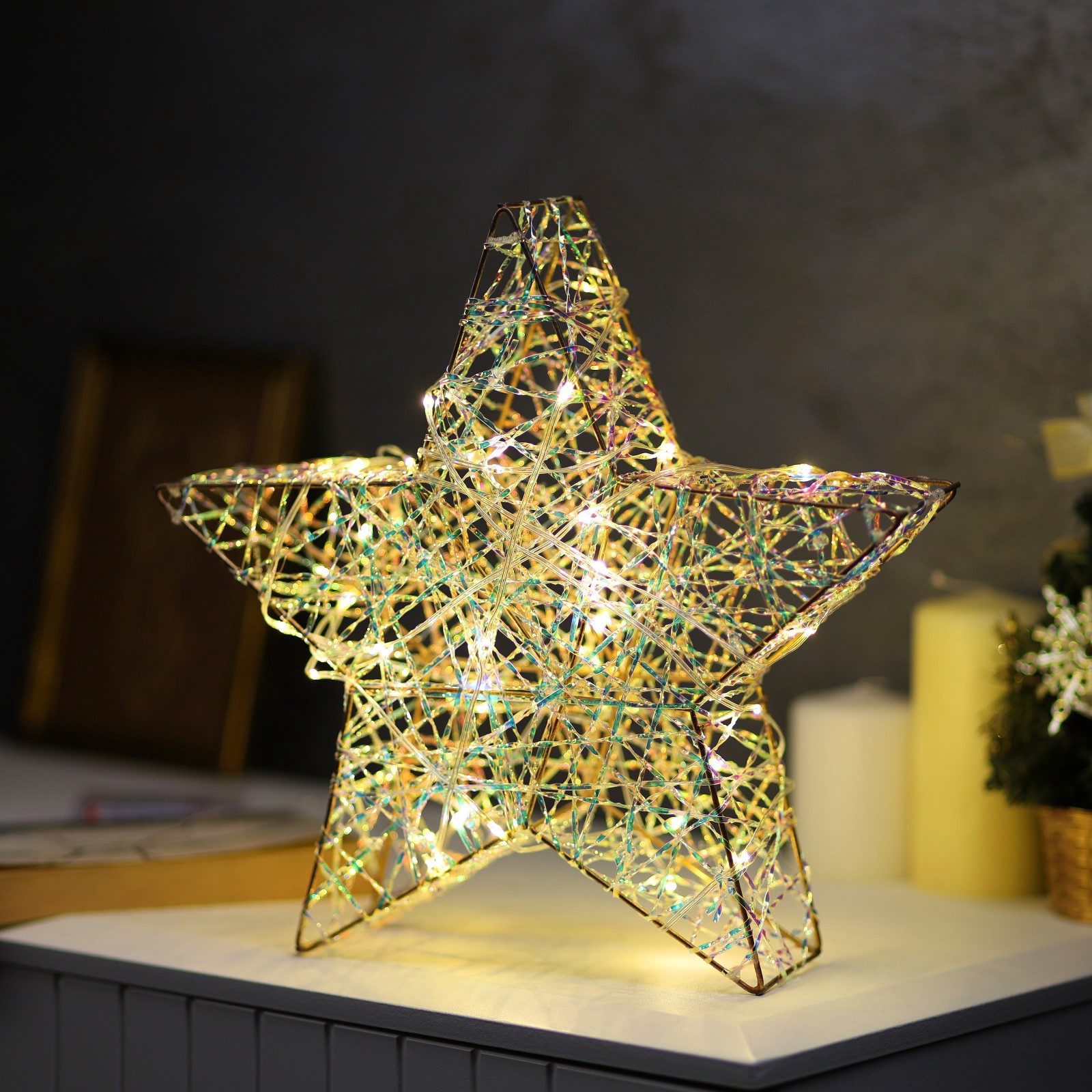 Изображение товара Светящаяся электрическая фигура Luazon Lighting Звезда плетенная 10439494 h 30 см