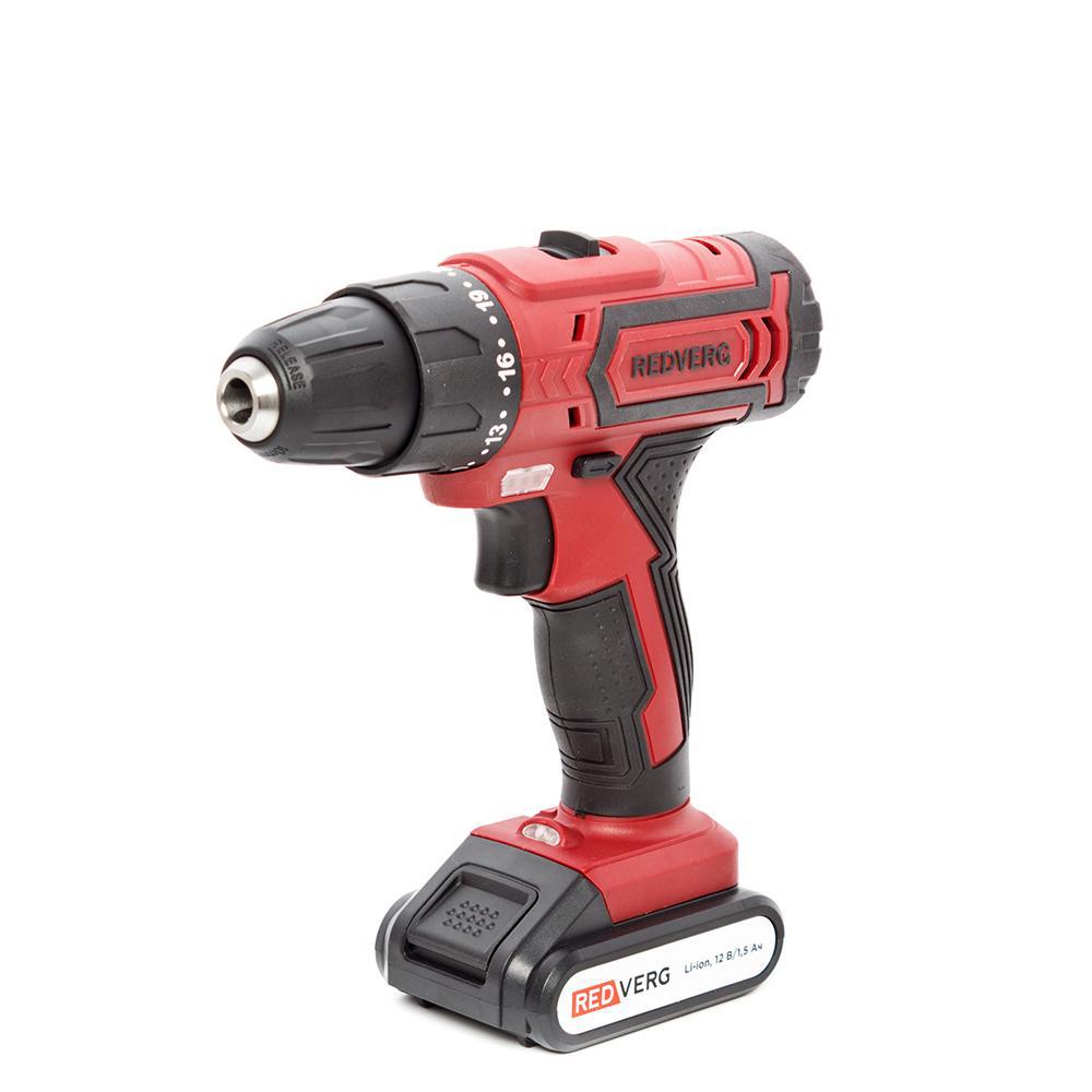Изображение товара Дрель-шуруповерт аккумуляторная Redverg RD-SD12L/2Y RD-SD12L2Y, 12 В Li-Ion 2x1.5 Ач