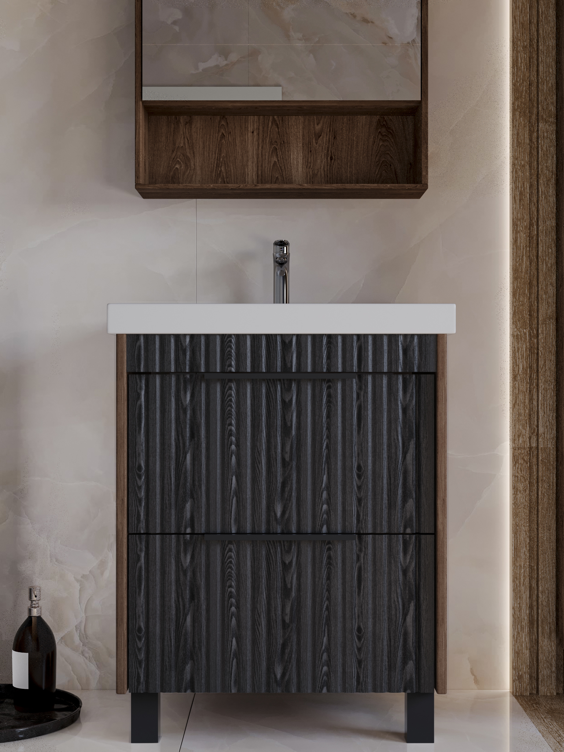 Изображение товара Тумба для ванной комнаты STORYS Луи 50 см 2 ящика напольная серый