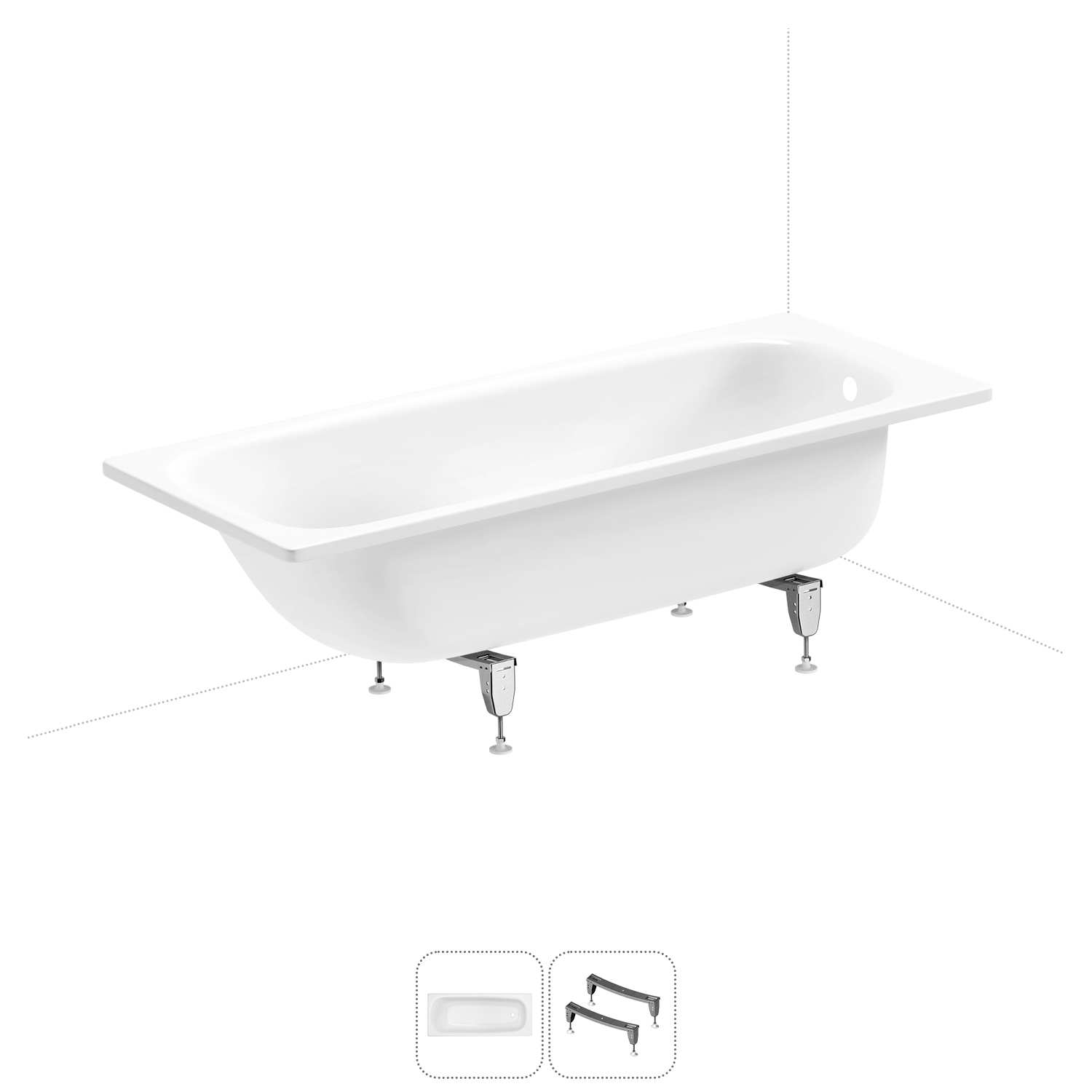 Изображение товара Прямоугольная ванна Sanitana BLB Universal S398036AH000000N_B70HAH001N сталь 170x70 см с шумоизоляцией и ножками