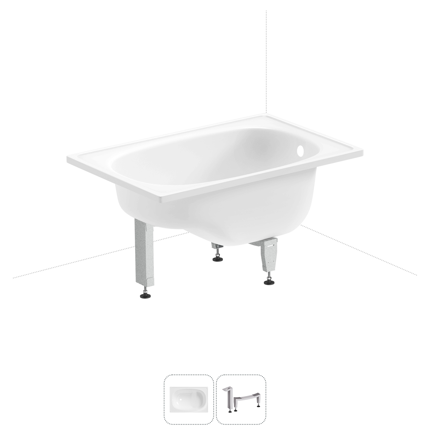 Изображение товара Прямоугольная ванна Sanitana BLB Europa MiniS30001557000000N_B05E22001N сталь 105x70 см с сиденьем и ножками