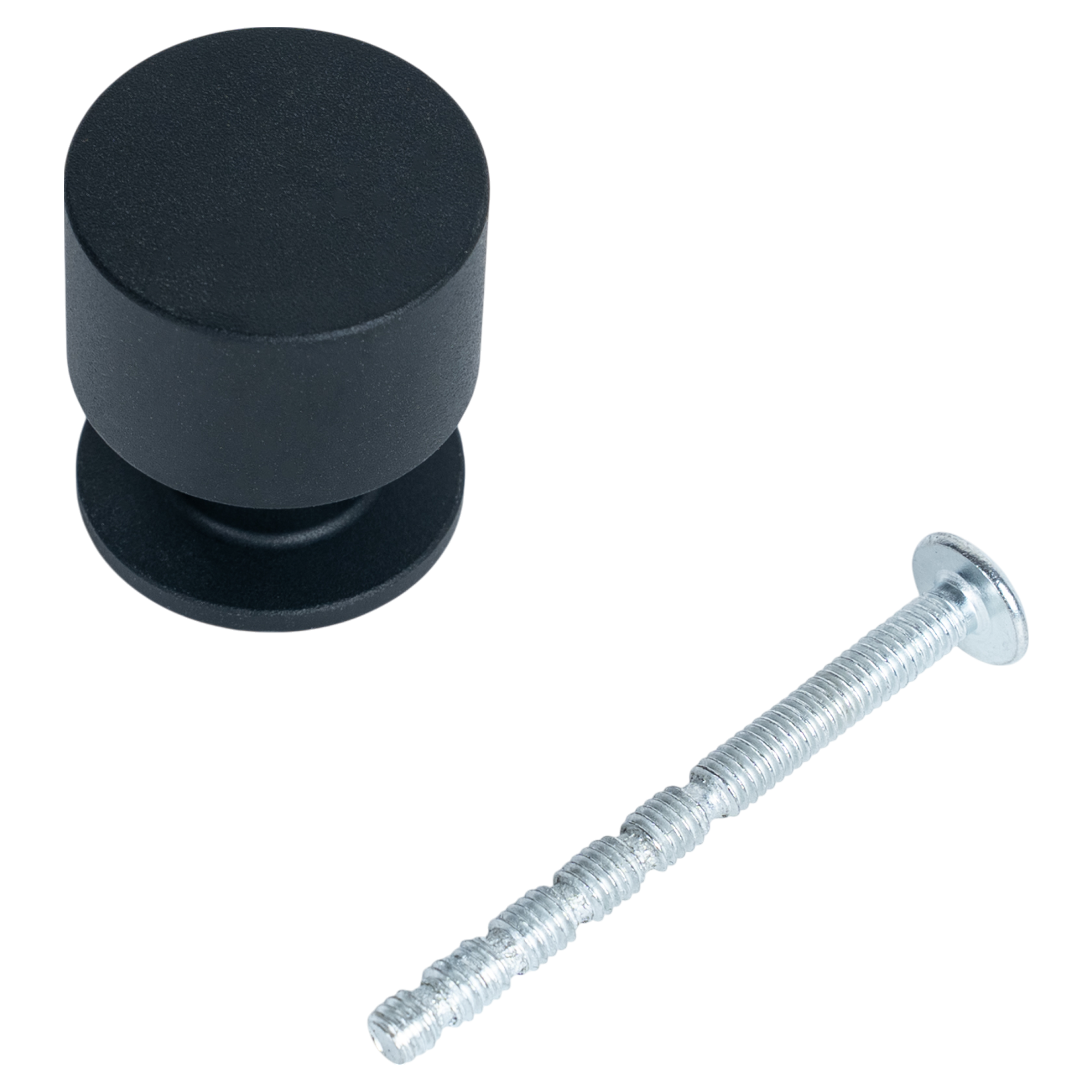 Изображение товара Мебельная ручка-кнопка Лион 24 мм черная из металла с анодированным покрытием