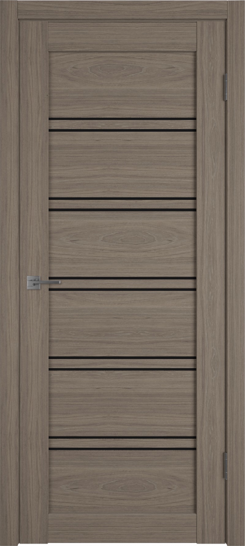 Изображение товара Комплект межкомнатной двери VFD Atum pro x28 остеклённая 200x60см ПВХ цвет Brun oak (black gloss) с коробом и наличниками