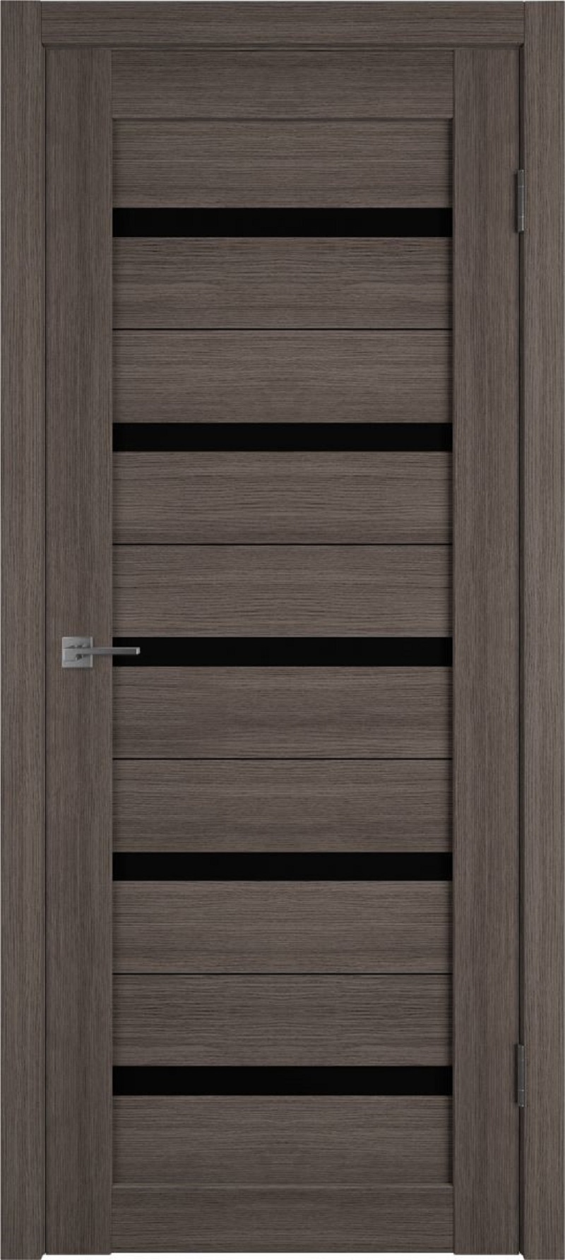 Изображение товара Комплект межкомнатной двери VFD Atum х7 остеклённая 200x70см ПВХ цвет Серый (черный глянец) с коробом и наличниками