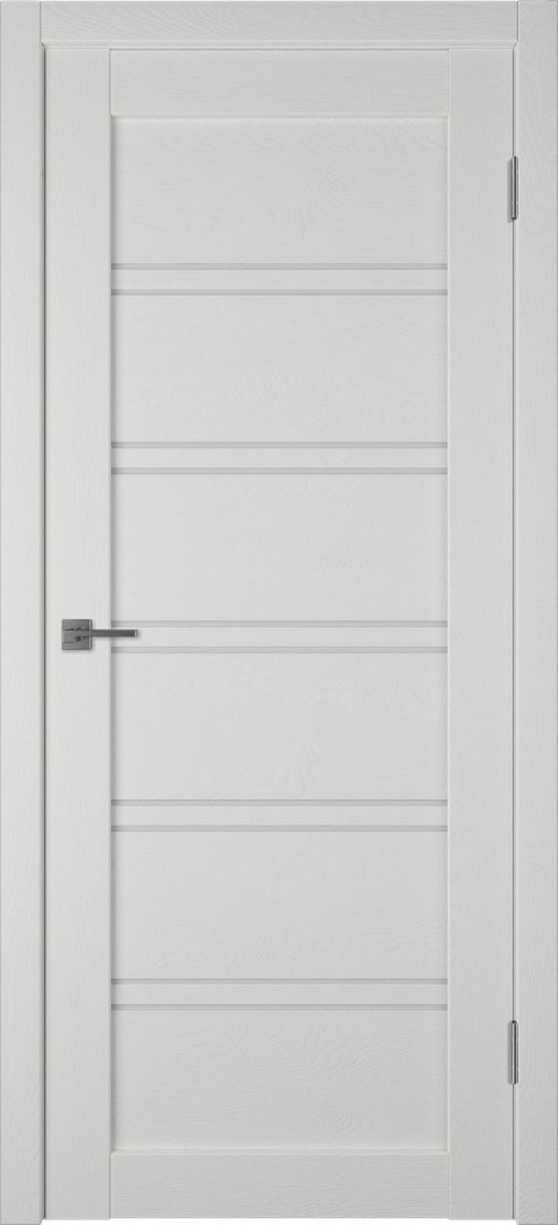 Изображение товара Комплект межкомнатной двери VFD Atum pro x28 остеклённая 200x80см ПВХ цвет Milky white (white cloud) с коробом и наличниками