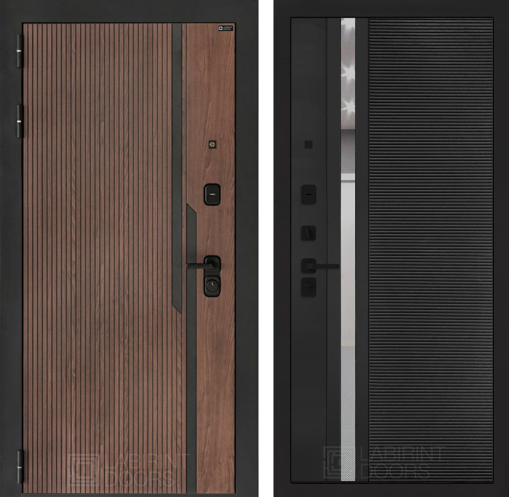 Изображение товара Входная дверь Лабиринт Кармина, левый, орех американский/чёрный кварц, 205x96 см