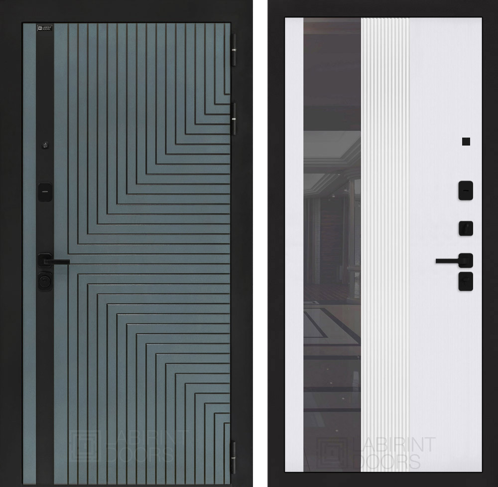 Изображение товара Дверь входная ДВЕРИ ЛАБИРИНТ Кредор Правый с зеркалом Velutto Verde