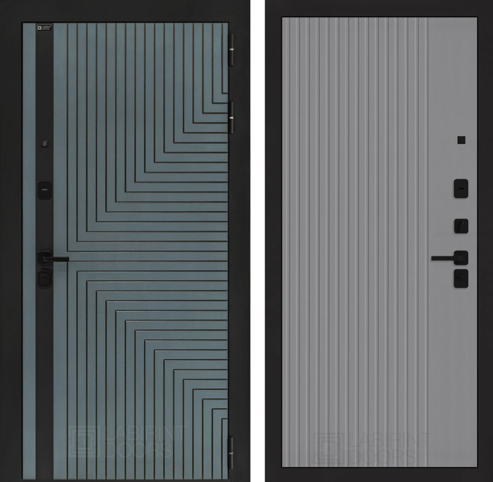 Изображение товара Дверь входная Лабиринт Кредор правый 205x88см цвет серо-зеленый с патиной/серый софт рельеф с панелью П29
