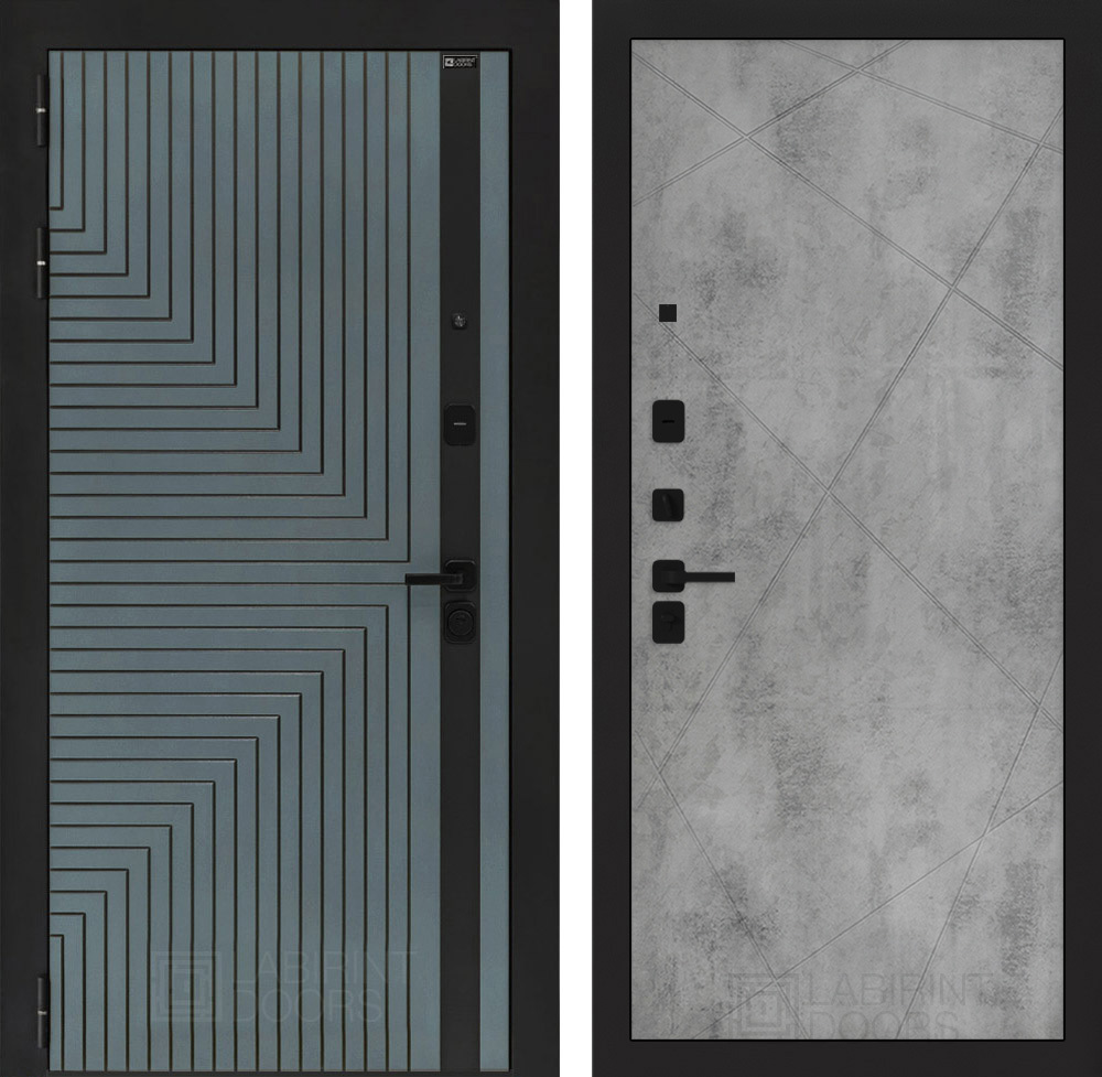 Изображение товара Дверь входная Лабиринт Кредор левый 205x88см цвет серо-зеленый с патиной/бетон светлый с панелью П24
