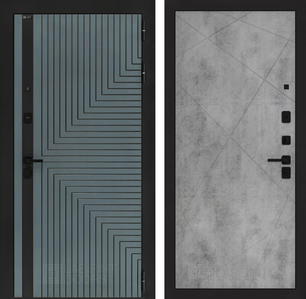 Изображение товара Дверь входная Лабиринт Кредор правый 205x96см цвет серо-зеленый с патиной/бетон светлый с панелью П24