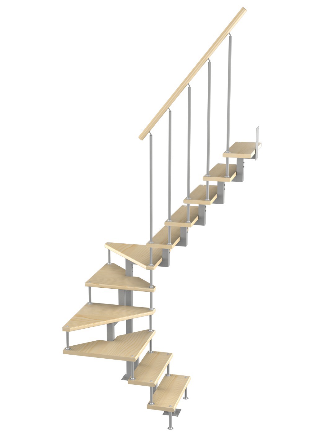 Изображение товара Лестница забежная 180° Лесенка Эксклюзив-Квадро модульная 2475-2700мм