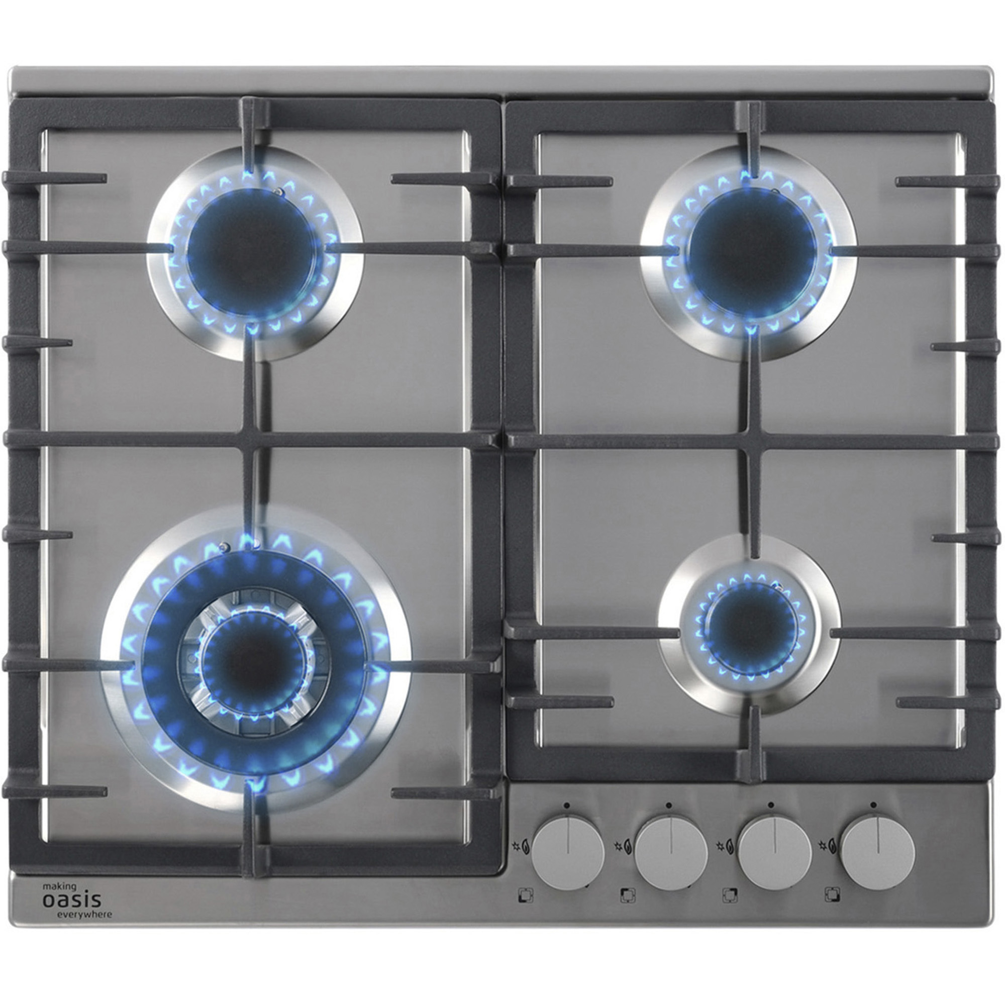 Изображение товара Газовая варочная панель Making oasis everywhere P-MSR 58 см 4 конфорки цвет стальной