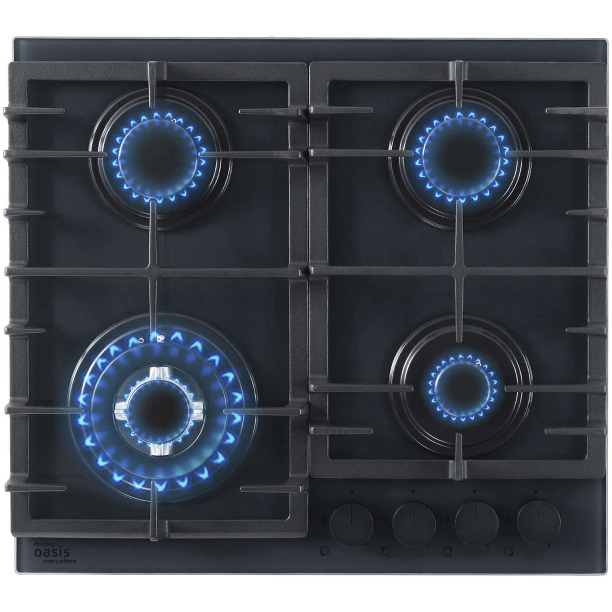 Изображение товара Газовая варочная панель Making oasis everywhere P-BSG 58 см 4 конфорки цвет темно-серый