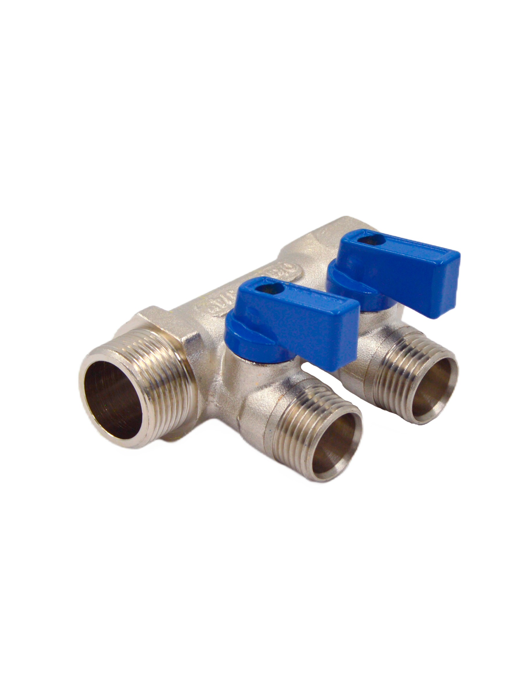 Изображение товара Коллектор распределительный Okseler oks00401 2 выхода 3/4 х 1/2 латунь никелированный