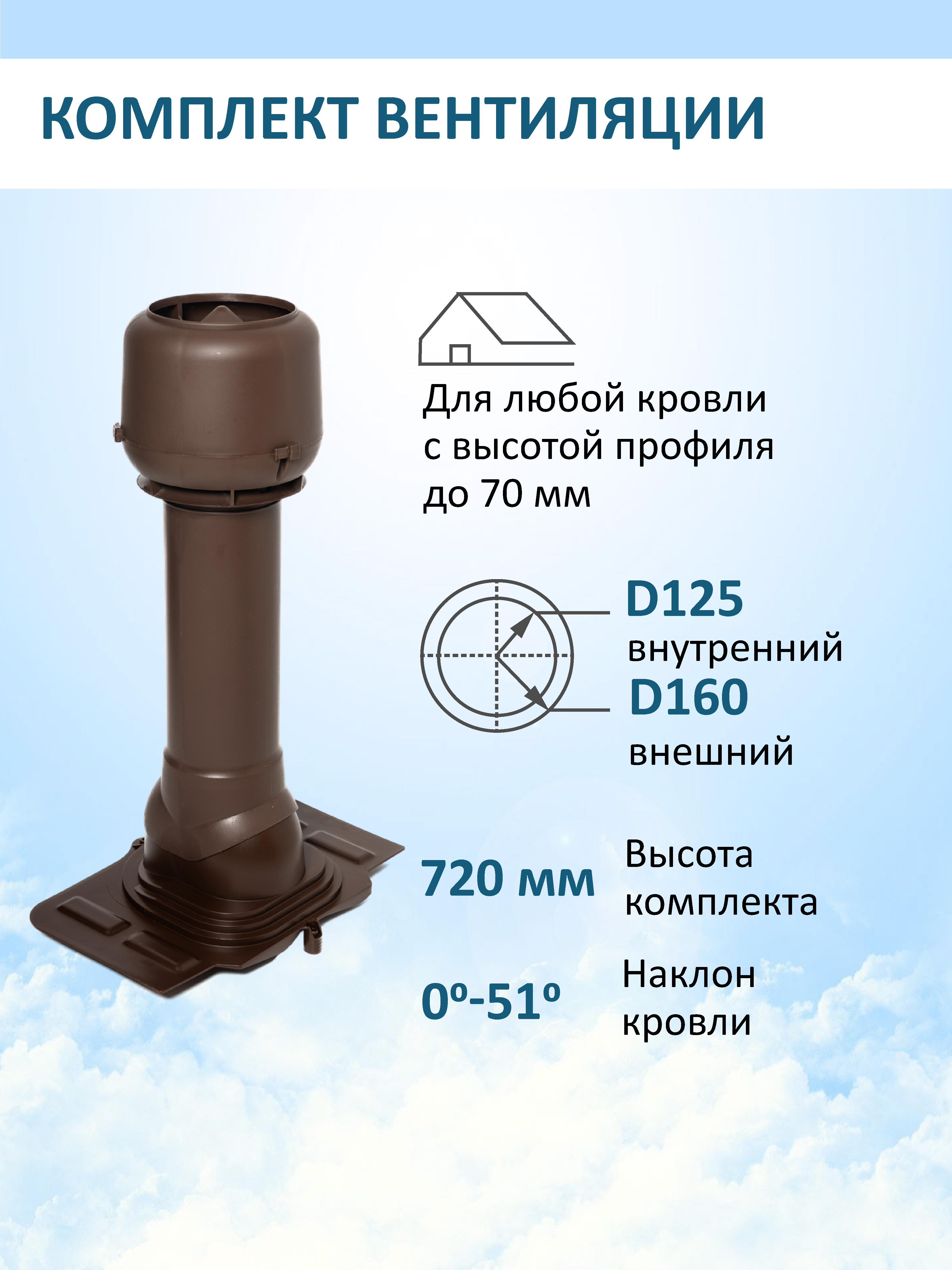 Изображение товара Вентиляционный выход Татполимер с колпаком диаметром 160 мм - универсальный и надежный