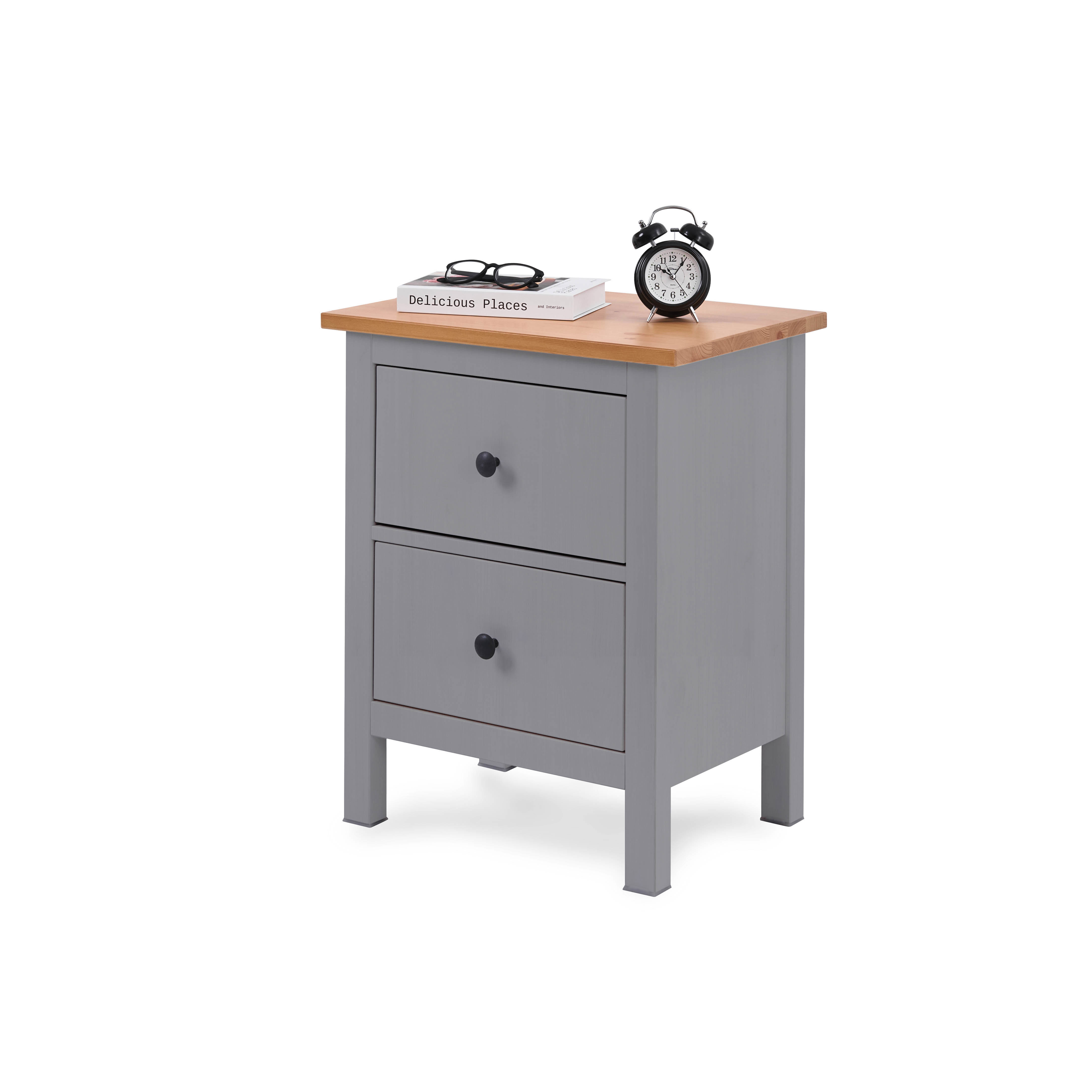 Изображение товара Комод Лузалес Кымор 2 ящика 54х38х66 см массив сосны цвет серый/светло-коричневый