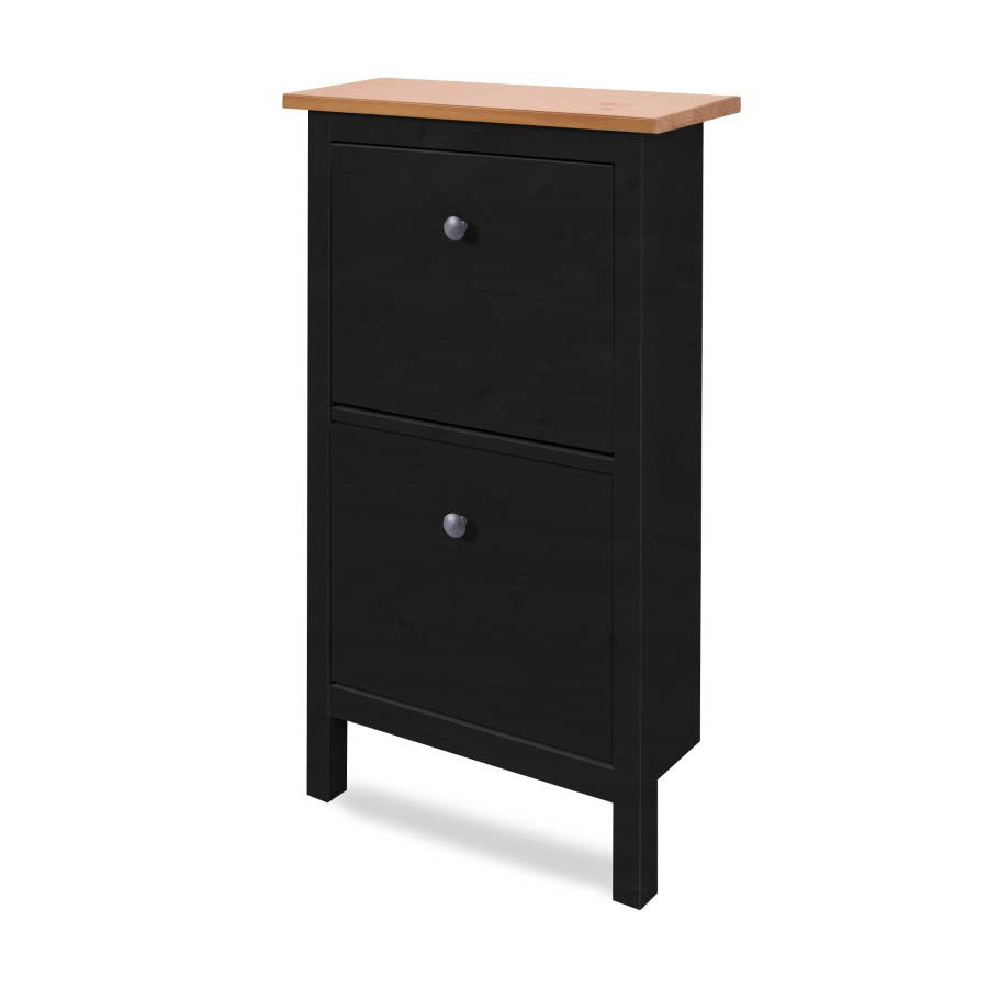 Изображение товара Обувница Лузалес Кымор 59x101x220 см 2 полки массив сосны цвет черный/светло-коричневый