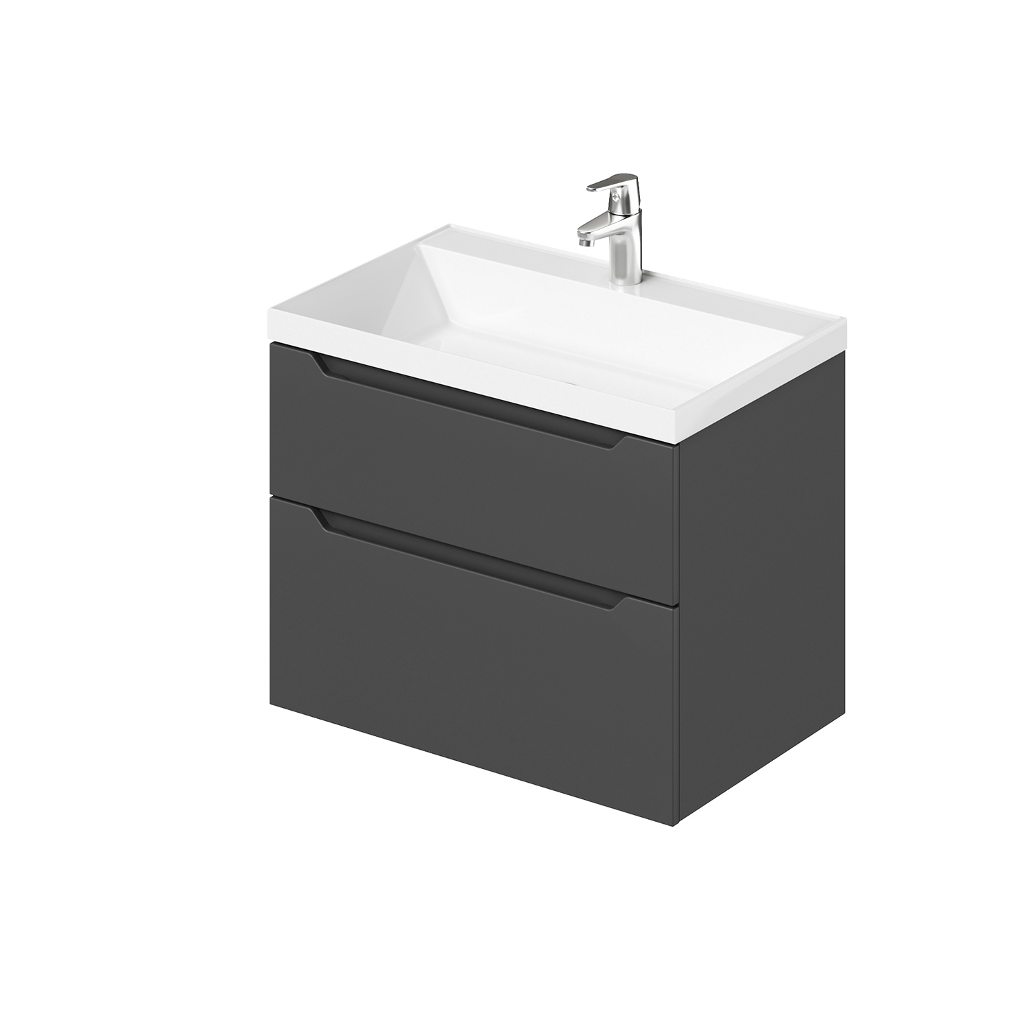 Изображение товара Тумба под раковину подвесная Итана 4657839167020 69.2см цвет графит, с раковиной