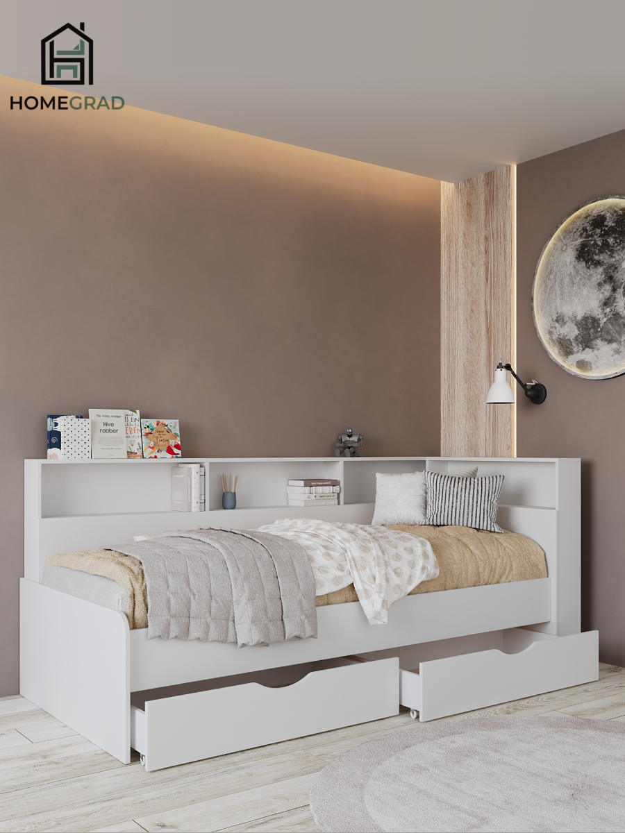 Изображение товара Кровать Homegrad Uta 90x100x208 см ЛДСП цвет белый