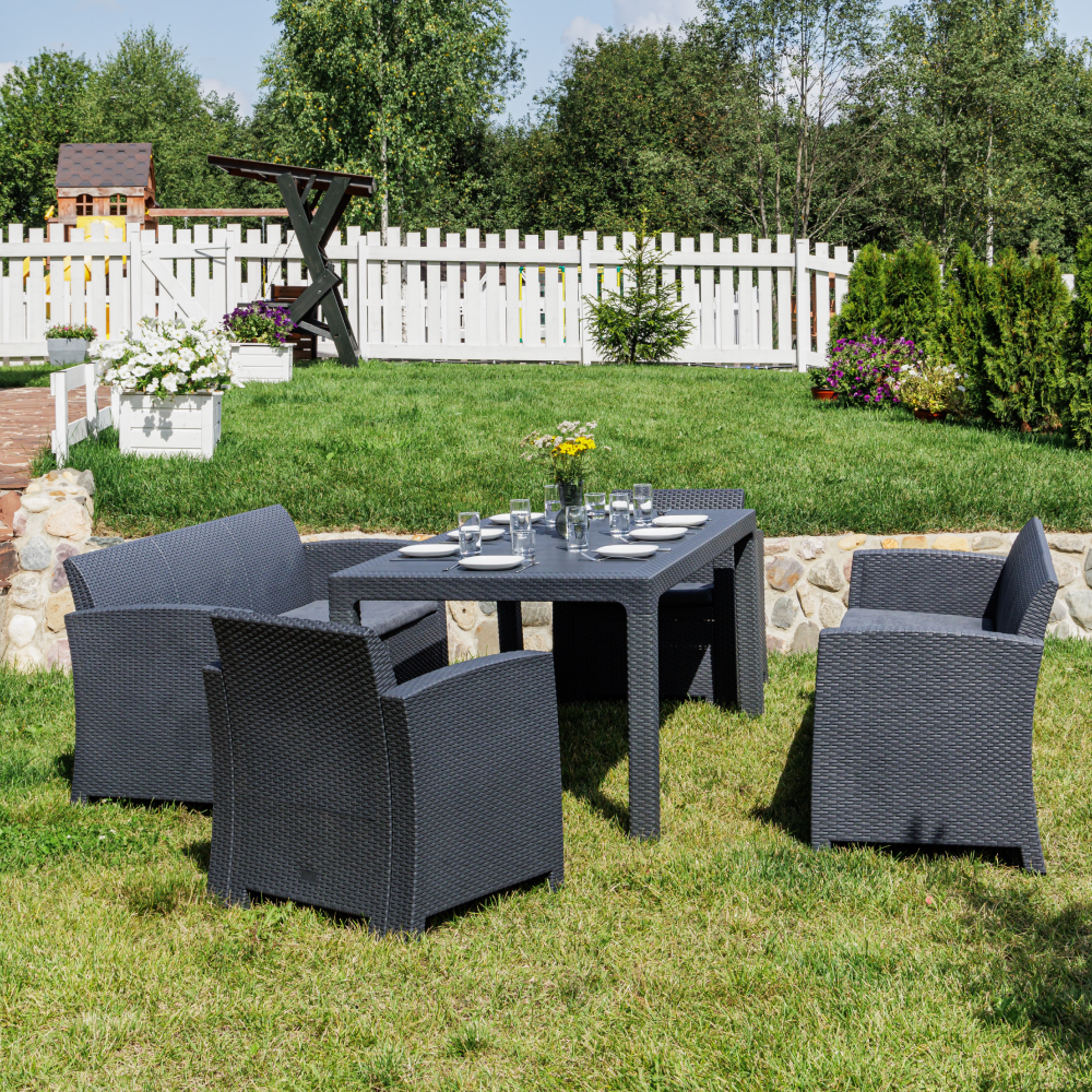 Изображение товара Набор обеденной мебели для сада Royal family Lana Grand Dining Xl пластик графит 5 предметов