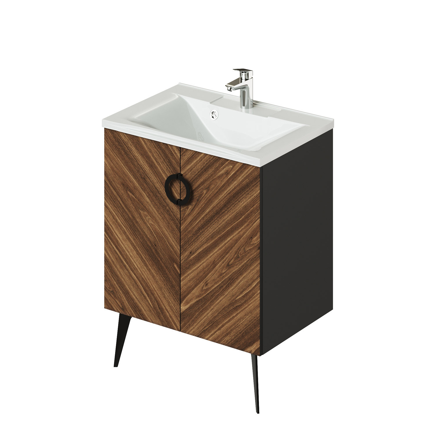 Изображение товара Тумба под раковину Итана Palladio 64 см с раковиной коричневый Россия