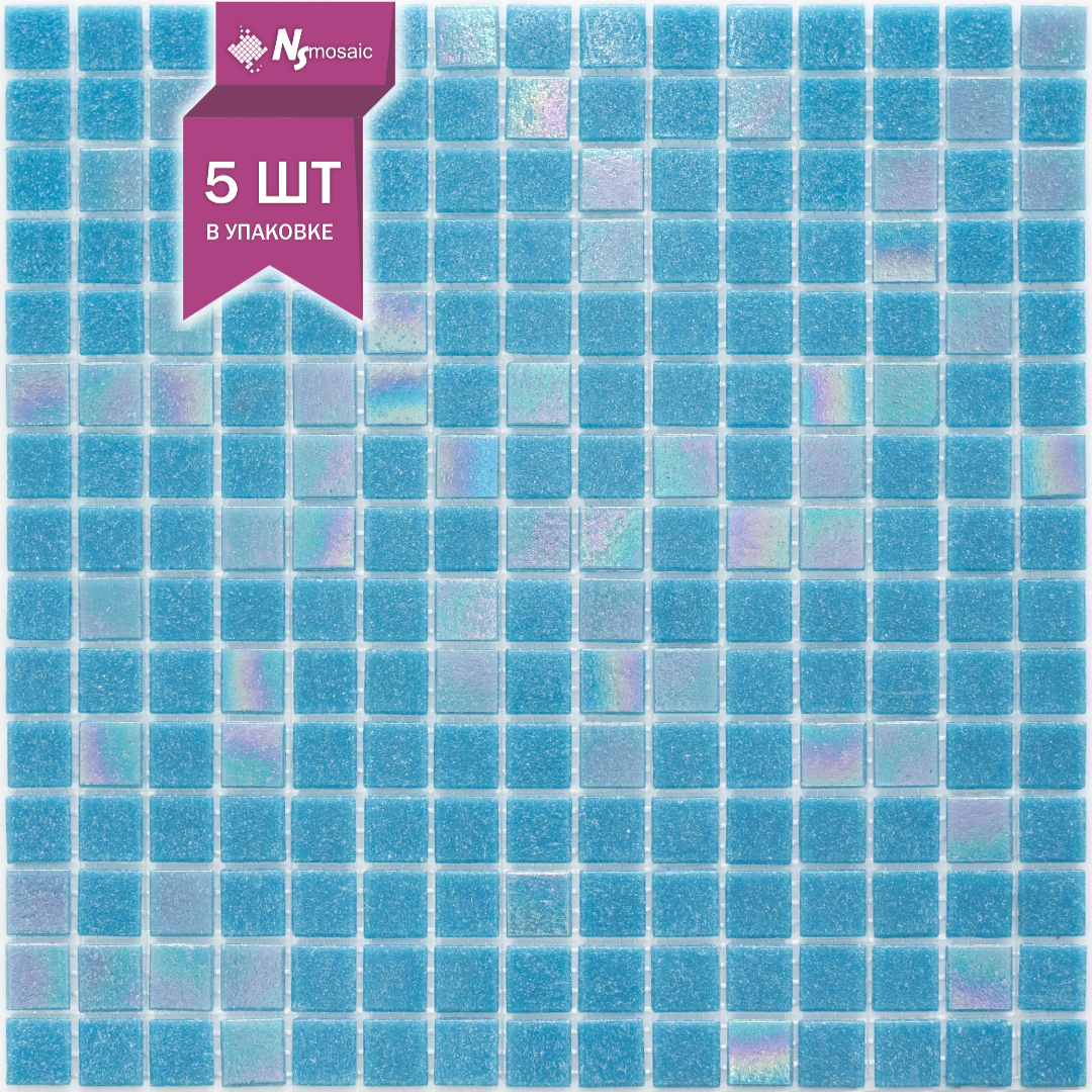 Изображение товара Декоративная мозаика из стекла NSMOSAIC mix29 32.7x32.7 см синяя геометрическая