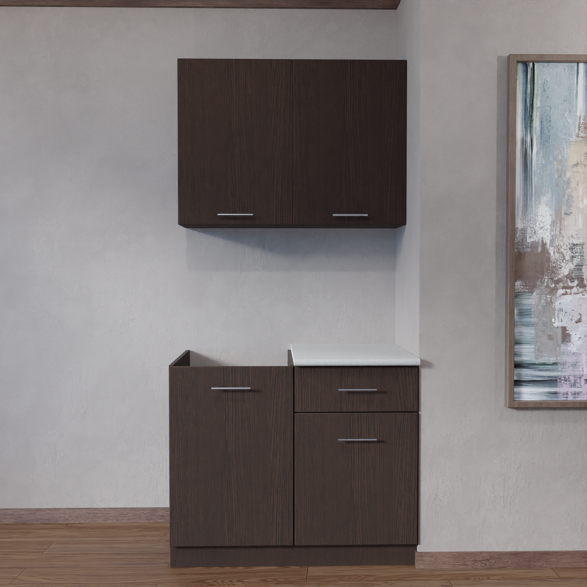 Изображение товара Кухонный гарнитур Vesta Аляска 1м из ЛДСП венге современный дизайн