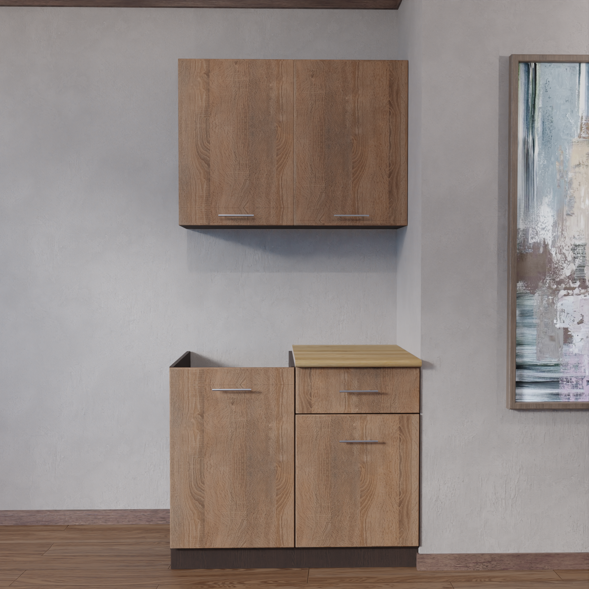 Изображение товара Компактный кухонный гарнитур Vesta Алеся 1м ЛДСП дуб сонома для кухни