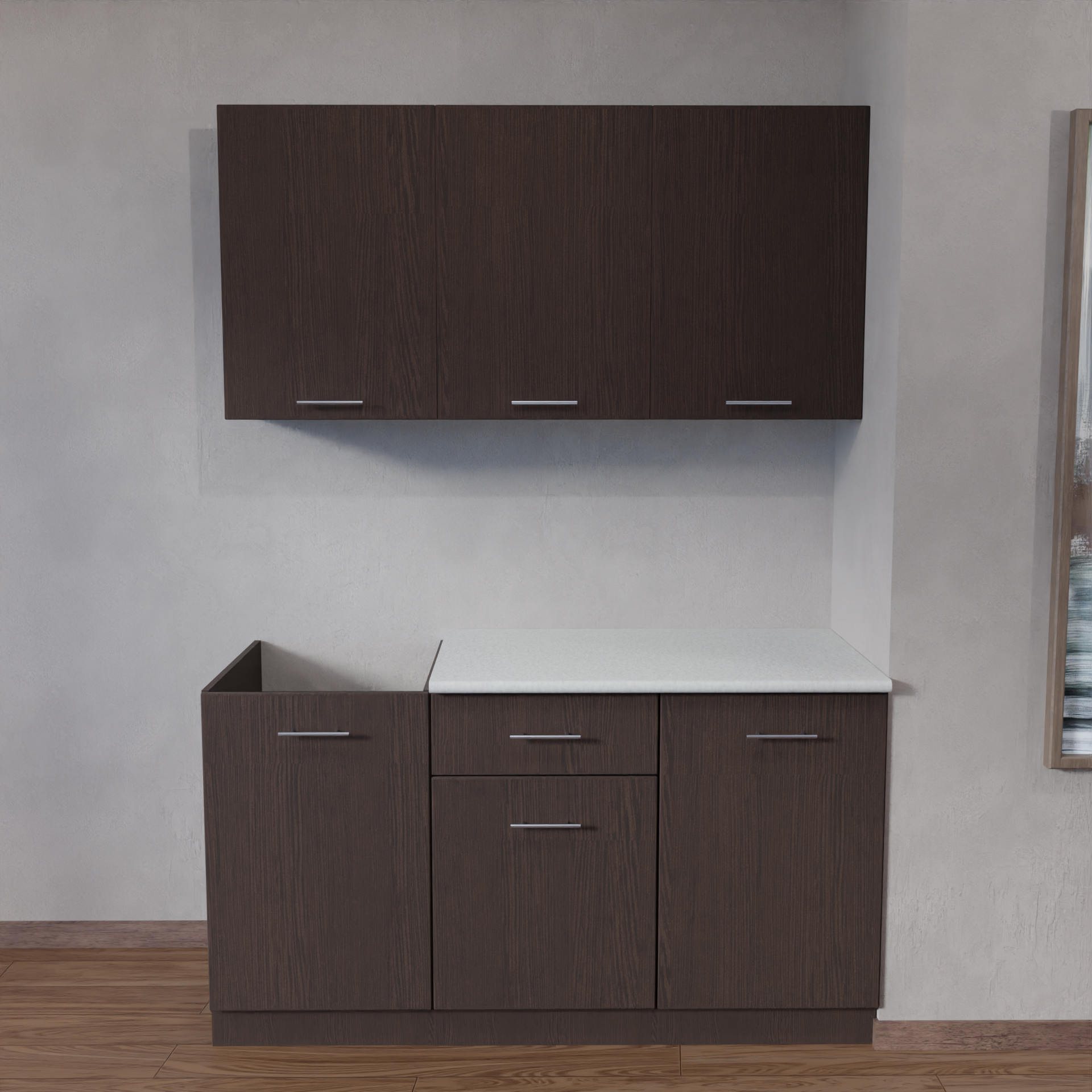 Изображение товара Кухонный гарнитур Vesta 1,5 м из ЛДСП венге глухие фасады без покрытия