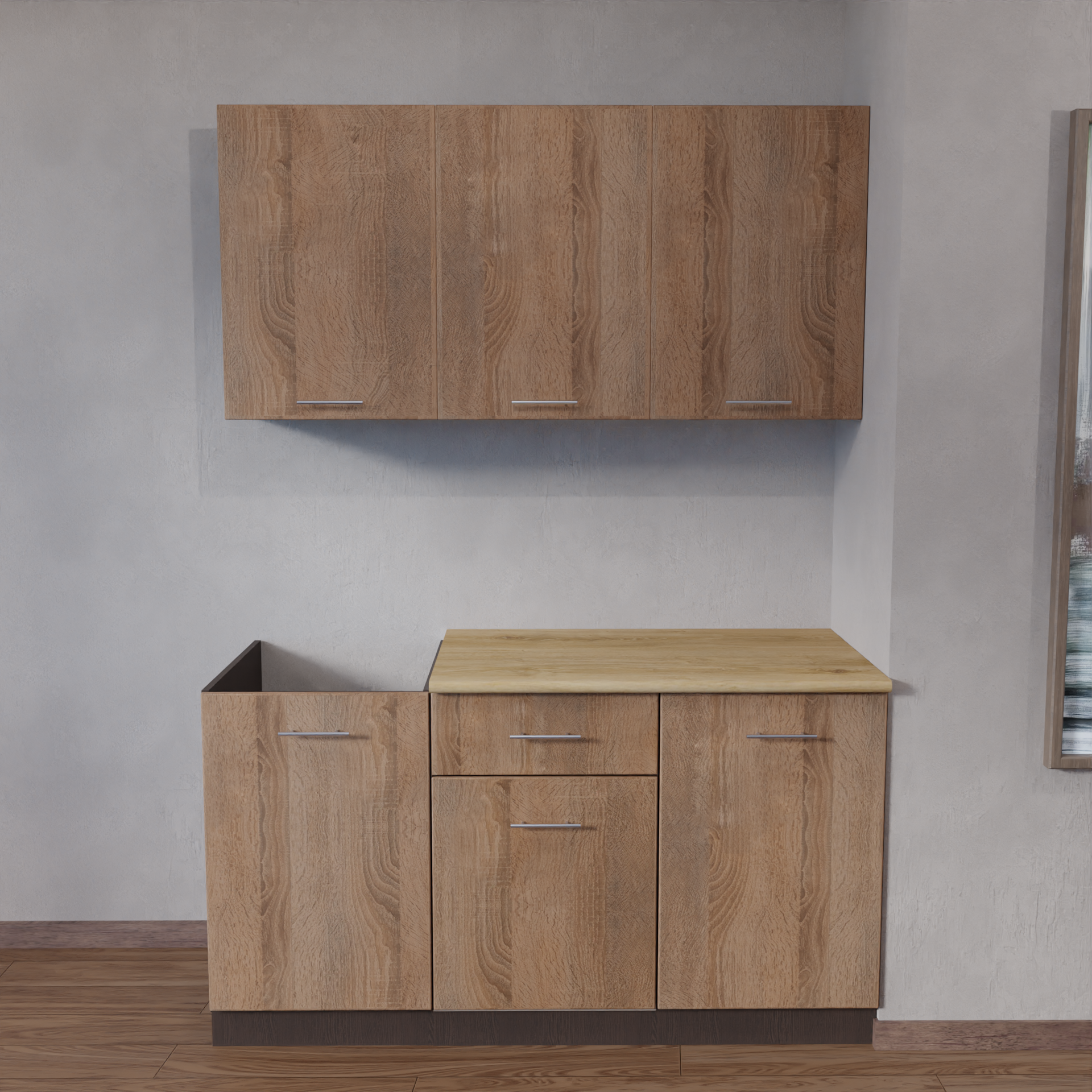 Изображение товара Кухонный гарнитур Vesta лдсп Ккэ 1.5-авдс 150x2.17x60см дуб сонома