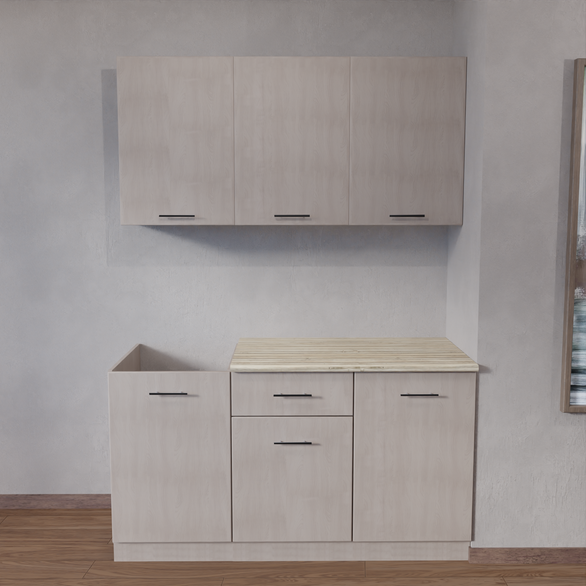 Изображение товара Кухонный гарнитур Vesta ЛДСП 1,5м ясень шимо светлый без мойки