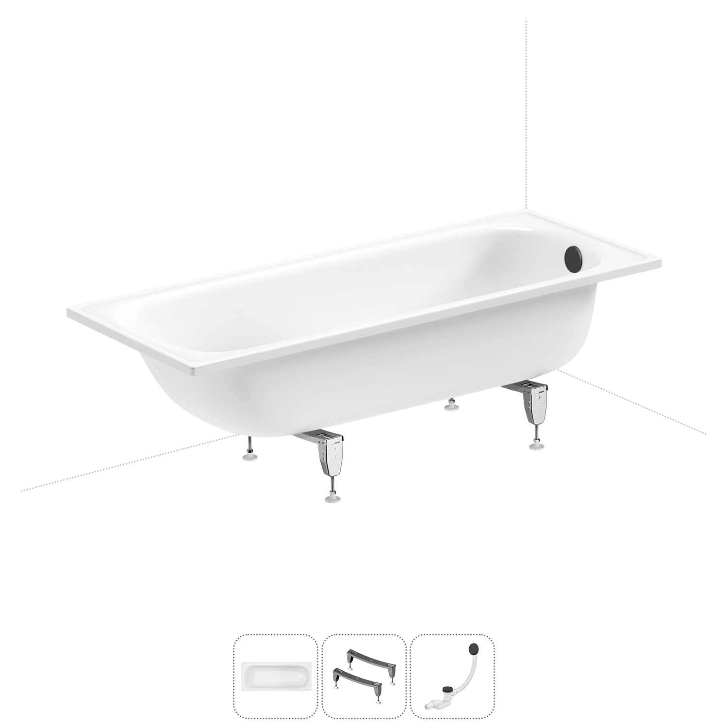 Изображение товара Ванна SANITANA BLB Europa 170x75 см с ножками и сливом-переливом