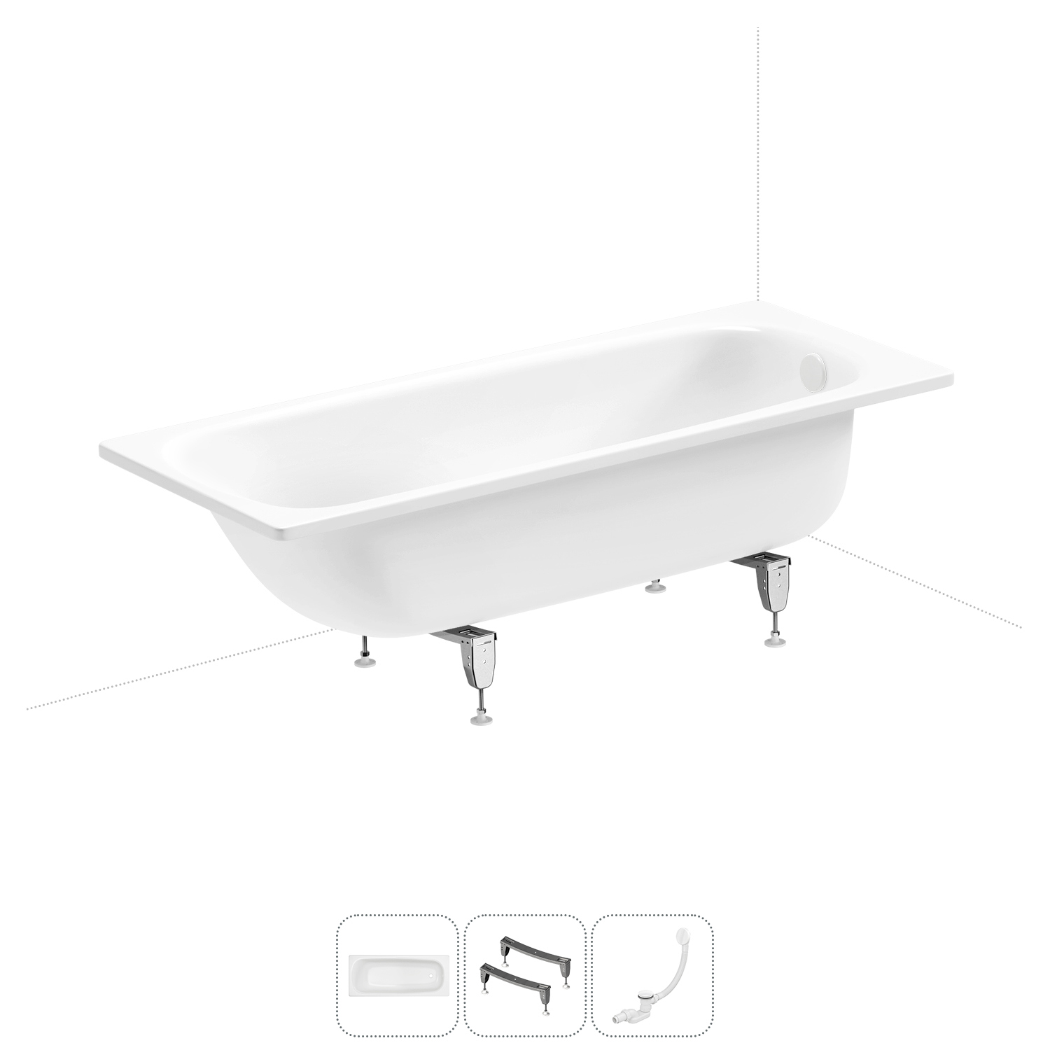 Изображение товара Ванна SANITANA BLB Universal 170x70 см сталь с шумоизоляцией и сливом