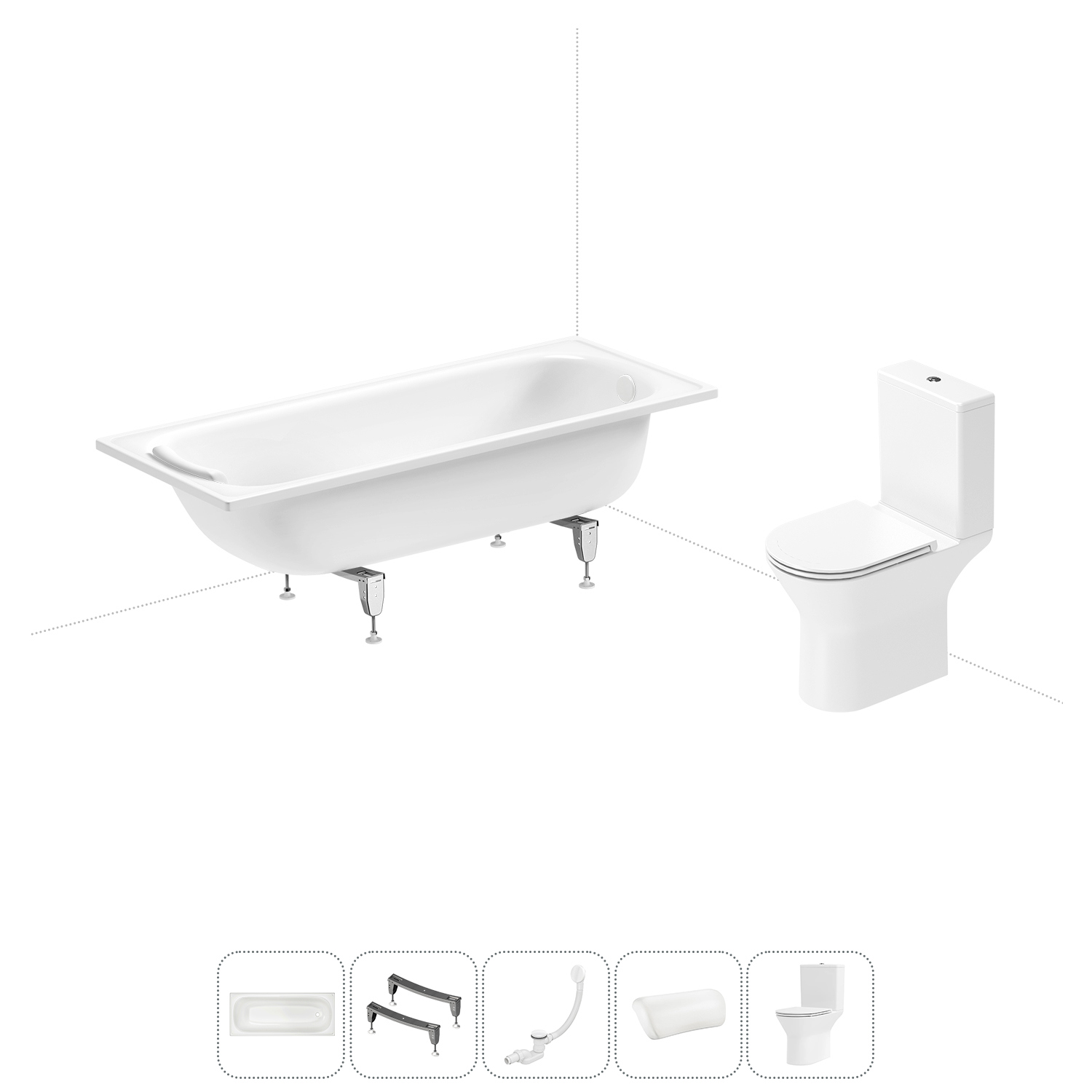 Изображение товара Ванна из стали Sanitana Europa 170x70 см и напольный унитаз Lavinia Boho