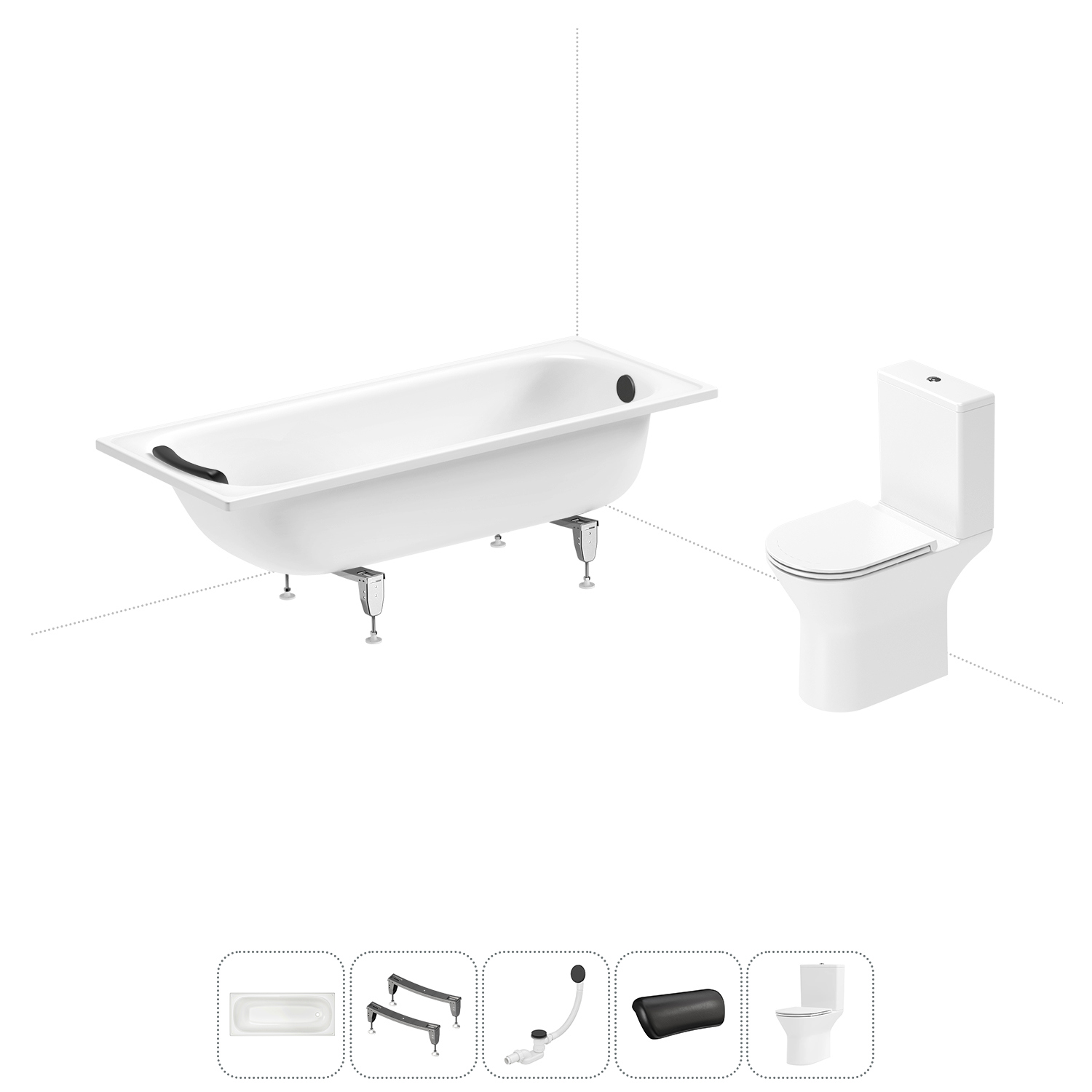 Изображение товара Стальная ванна Sanitana BLB Europa 170x70 см с подголовником и унитазом Lavinia Boho