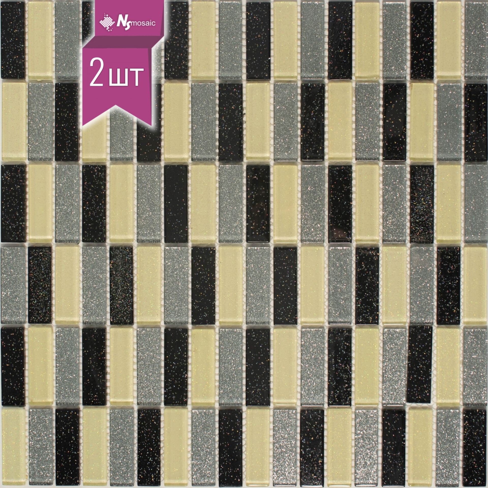 Изображение товара Стеклянная мозаика NSMOSAIC J-419 NS01GL0015 2 шт 30x29.8 см для внутреннего и наружного использова