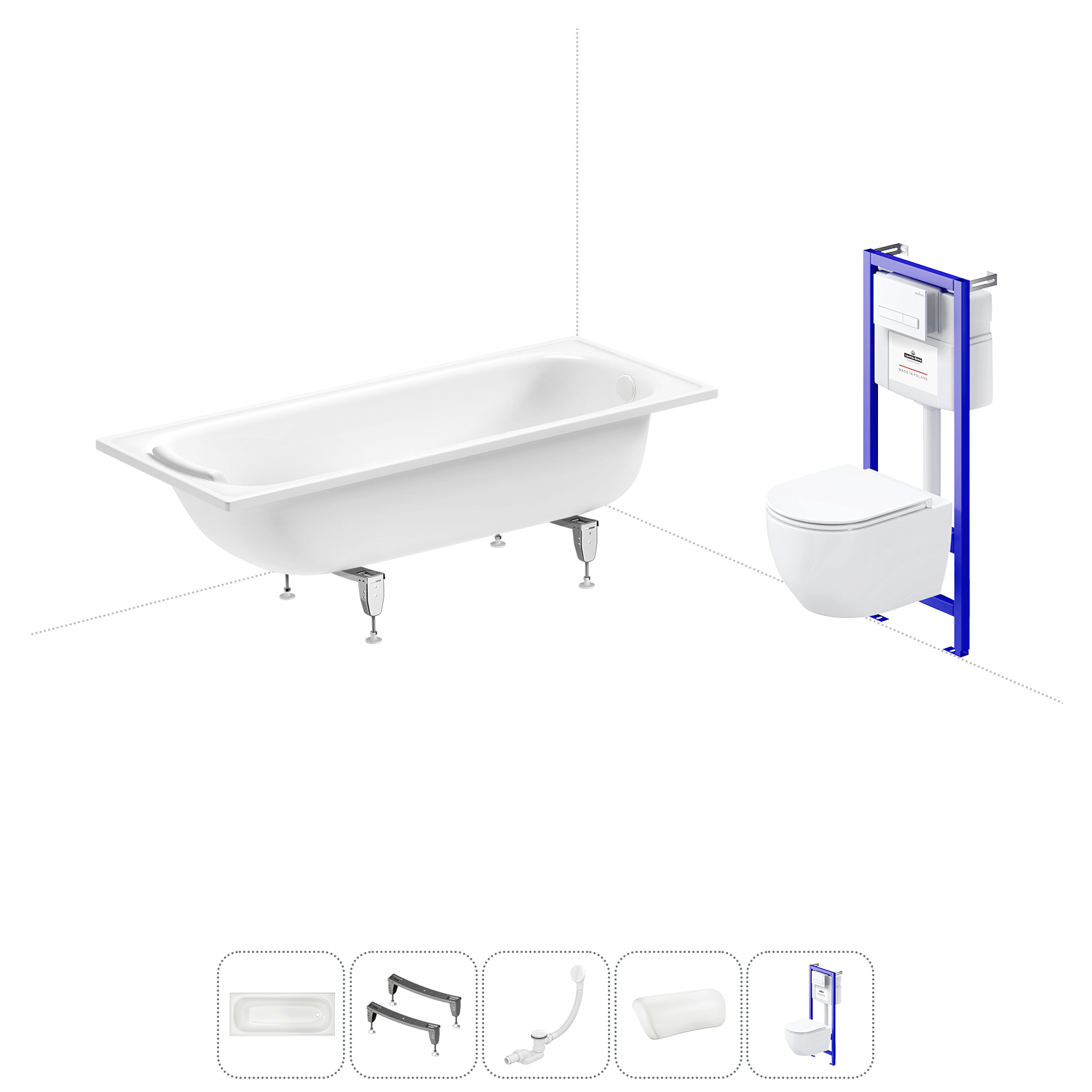 Изображение товара Ванна SANITANA BLB Europa 170x70 см со встроенным подвесным унитазом