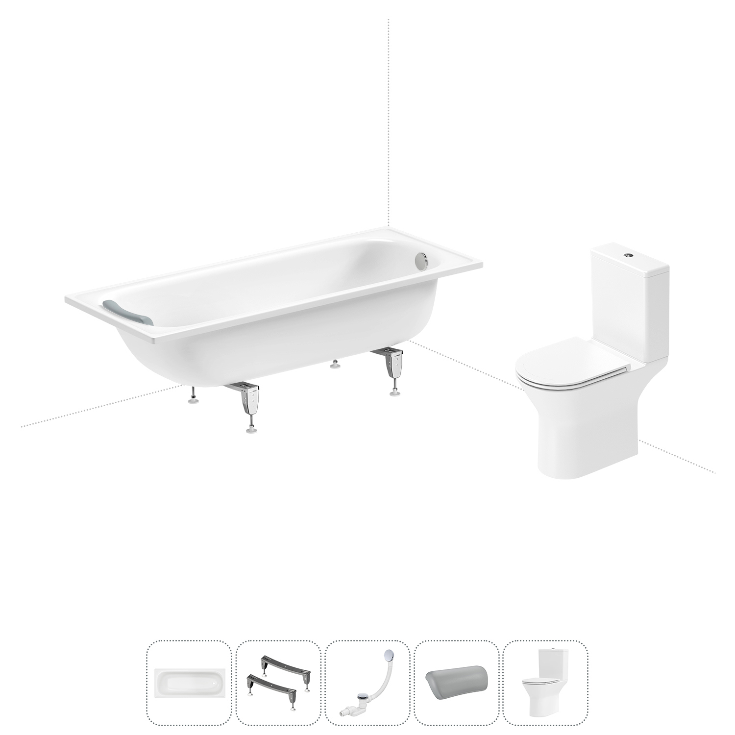 Изображение товара Комплект ванной комнаты Sanitana BLB Europa 170x75 см с унитазом и аксессуарами