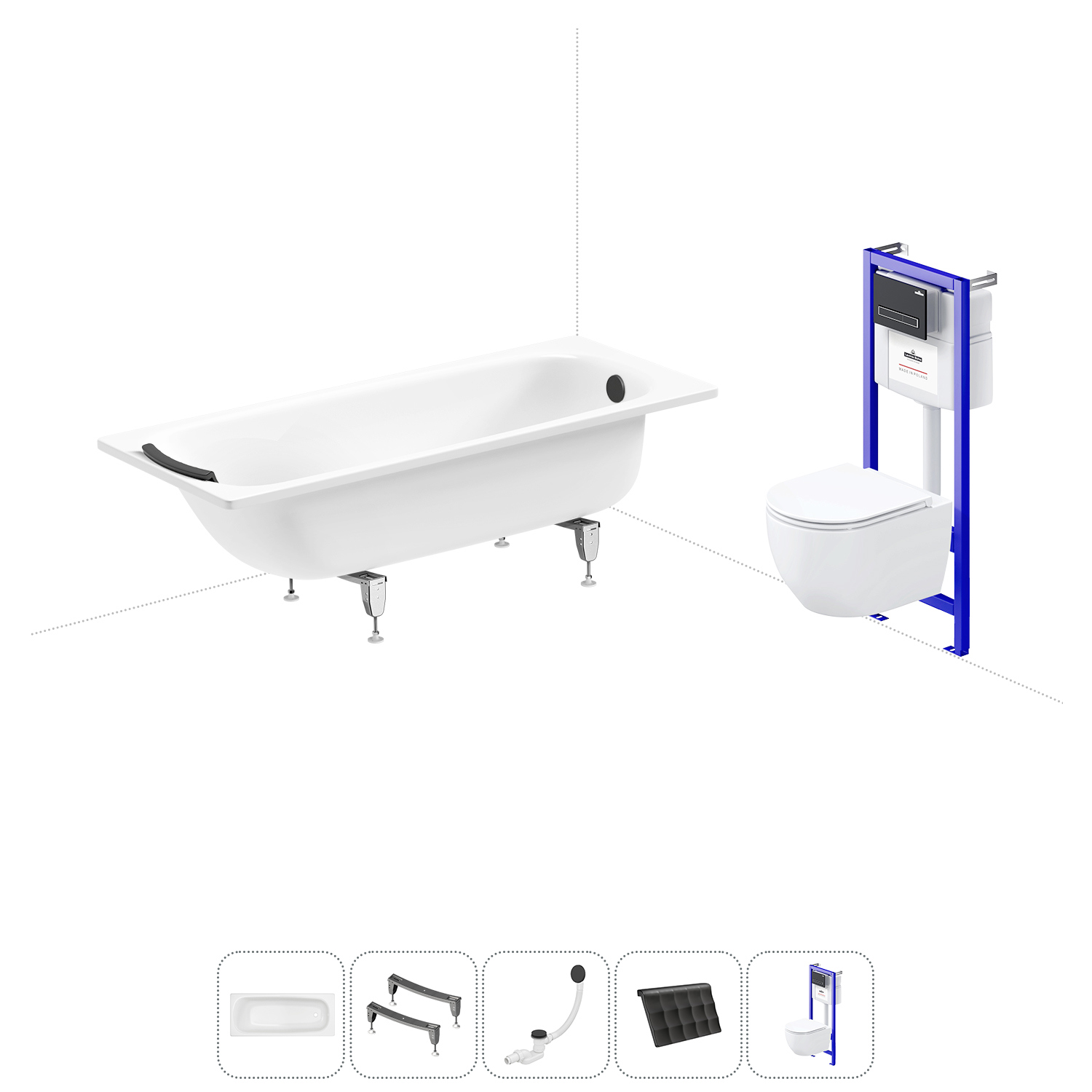 Изображение товара Ванна Sanitana BLB Universal 20220839R прямоугольная сталь 170x70 см с подвесным унитазом