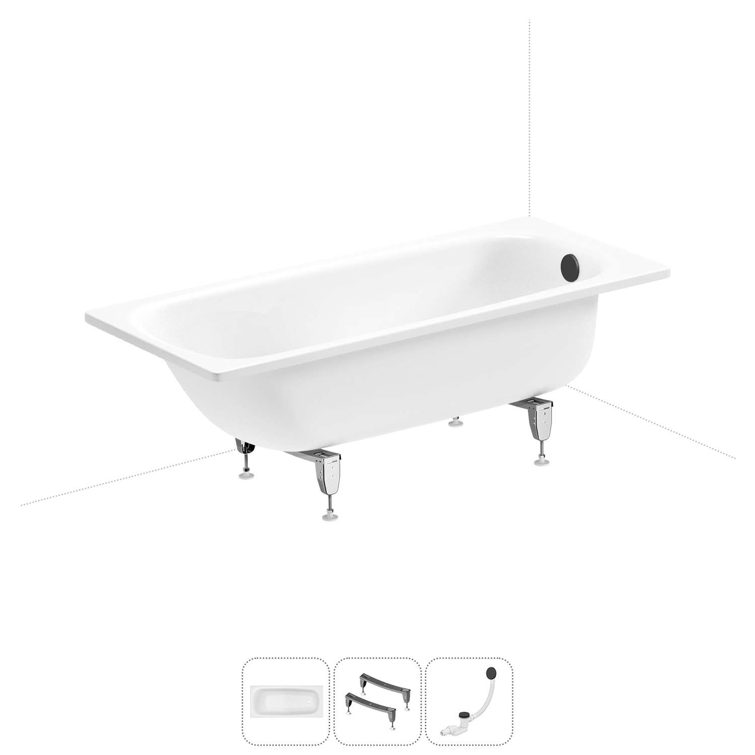 Изображение товара Стальная ванна Sanitana BLB Universal 160x70 см с шумоизоляцией и ножками