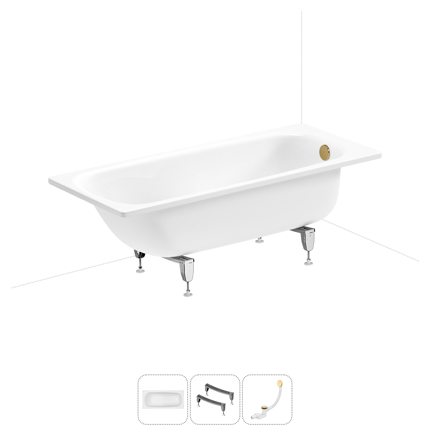 Изображение товара Ванна из стали Sanitana BLB Universal 160x70 см с шумоизоляцией и сливом