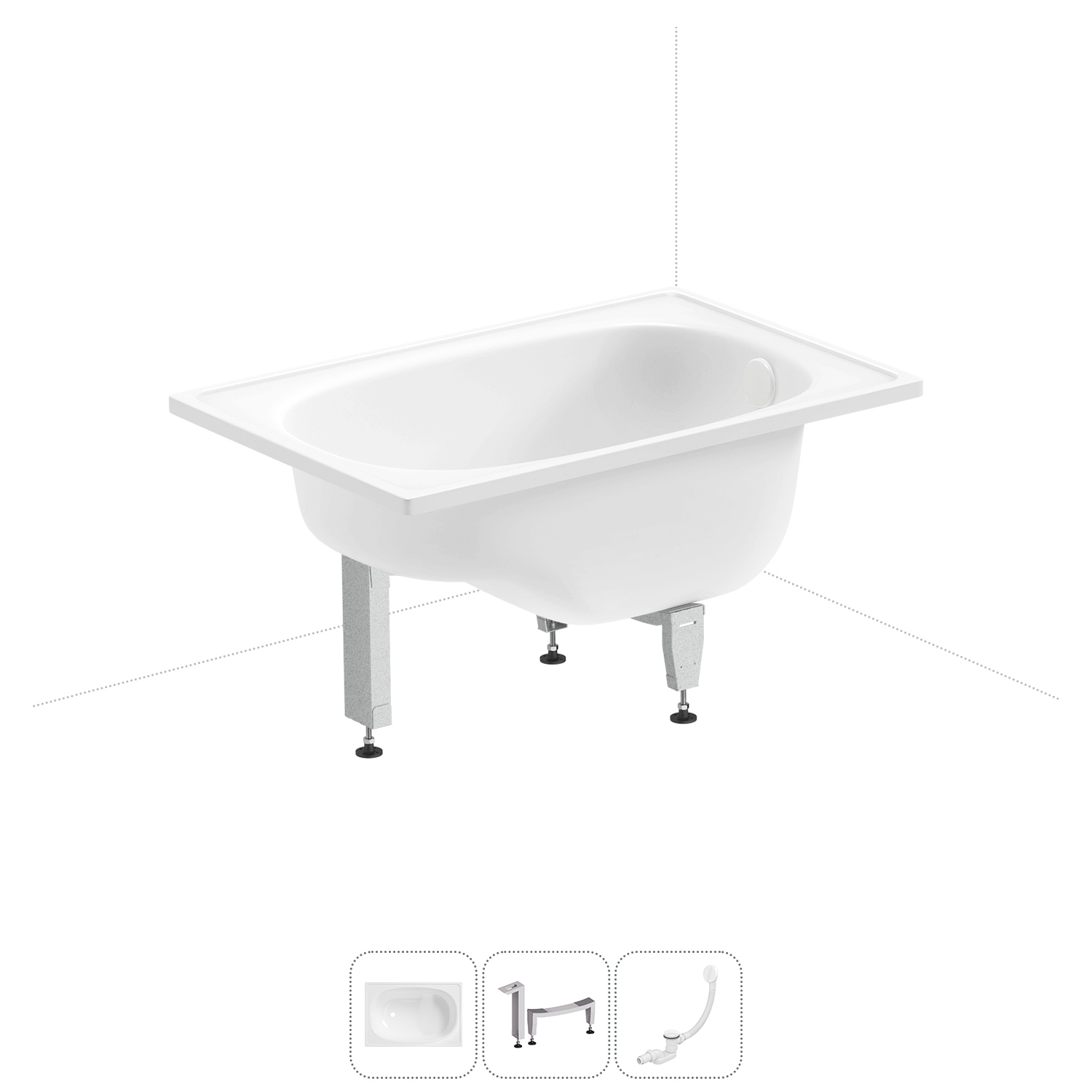 Изображение товара Стальная ванна Sanitana Europa Mini 105х70 см с сиденьем и сливом-переливом