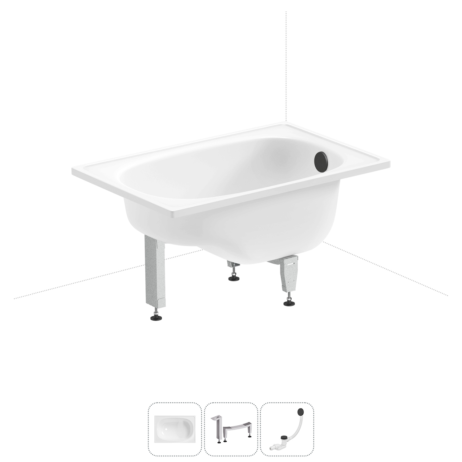 Изображение товара Стальная ванна Sanitana BLB Europa Mini 105x70 см с сиденьем и сливом-переливом