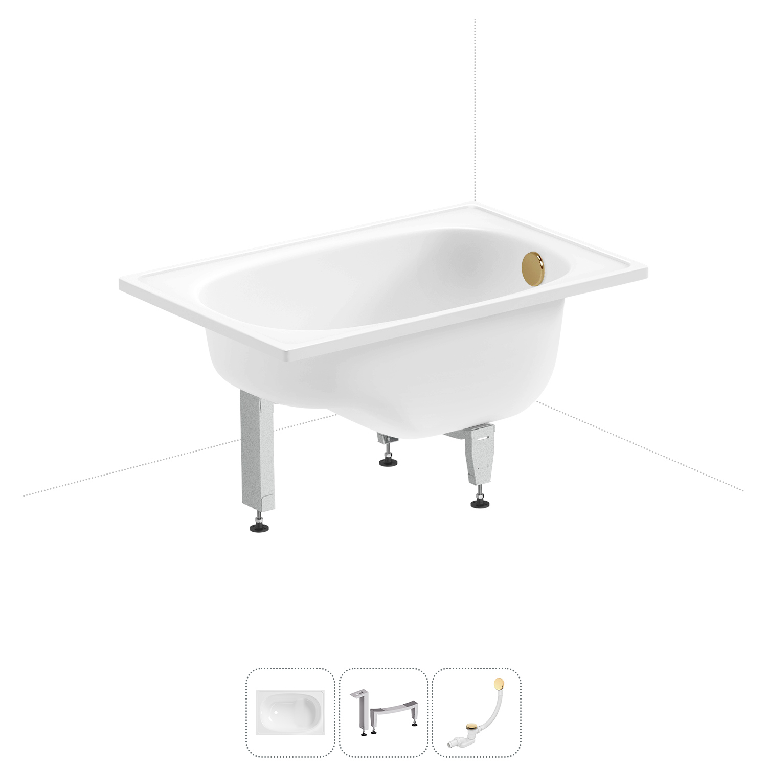 Изображение товара Стальная ванна SANITANA BLB Europa Mini 105x70 см с сиденьем и сливом