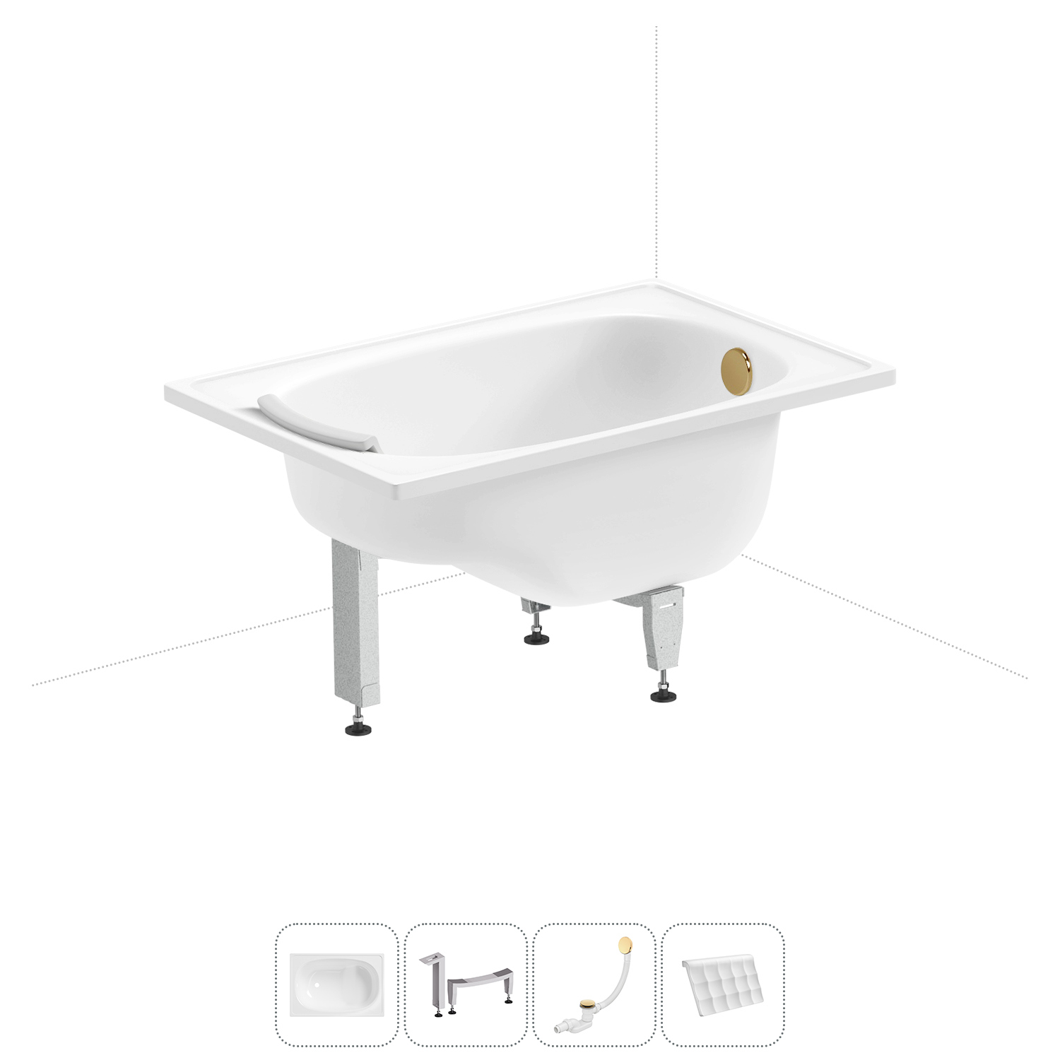 Изображение товара Стальная ванна Sanitana BLB Europa Mini 105x70 см с сиденьем и сливом